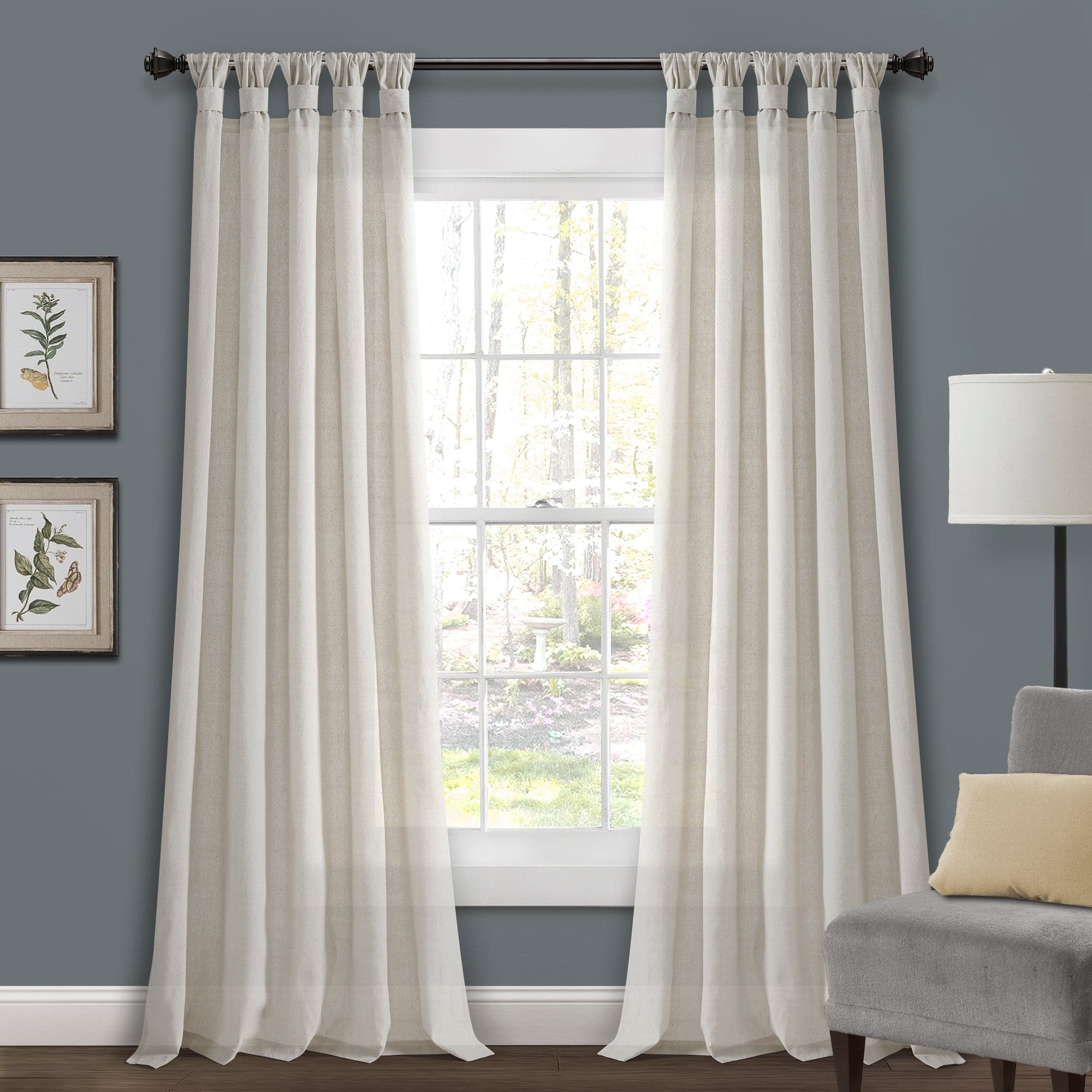 Rustic Burlap Knotted Tab Top Window Curtain Panels - Set of 2 Natural Linen Textured Drapes for Farmhouse, Cottage & Boho Home Decor - Perfect for Living Room, Bedroom & Kitchen Windows