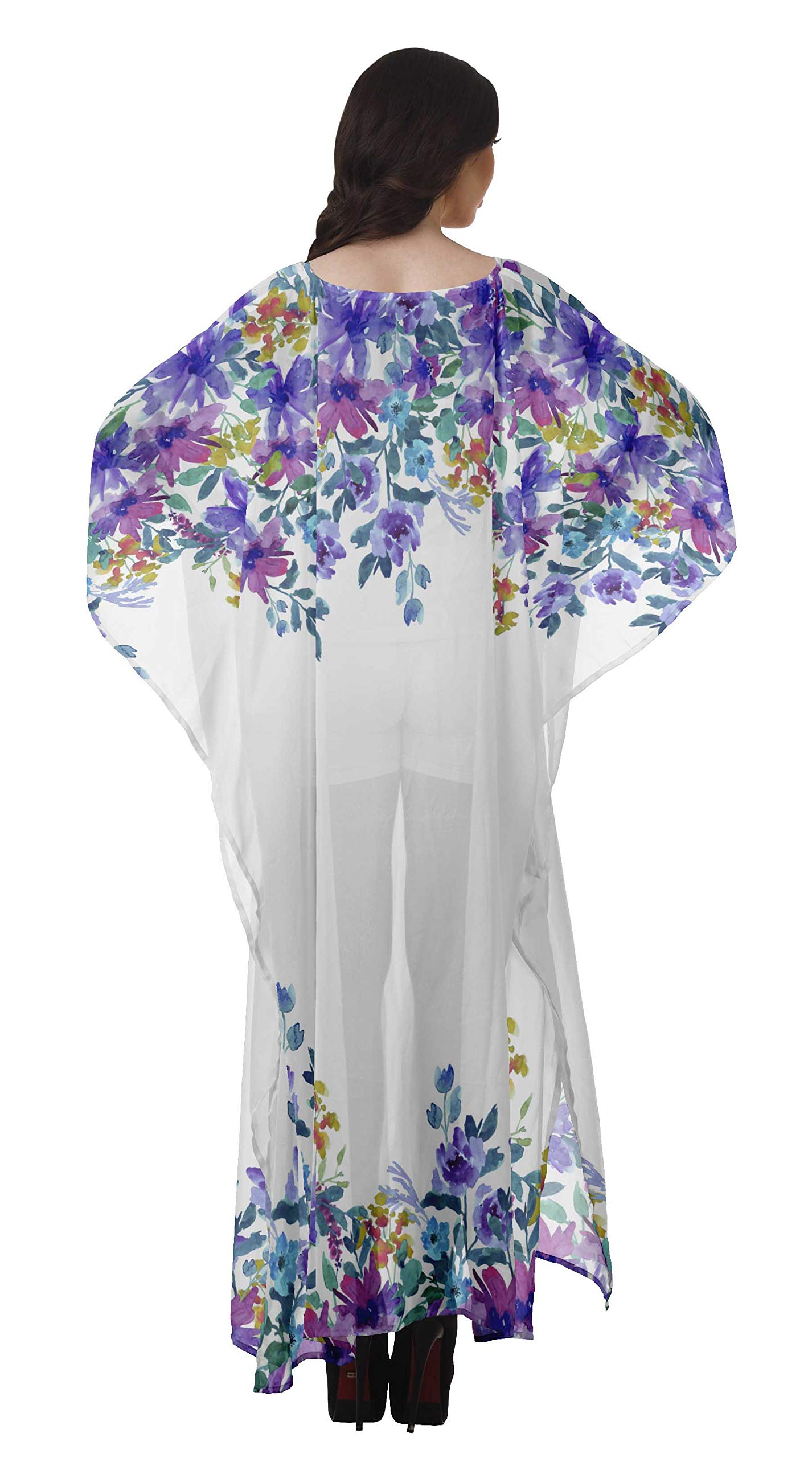 Moomaya Women's Sheer Turkish Kaftan Beach Cover Up Dress - Lightweight Swimwear Coverup for Pool, Vacation & Summer Outfits