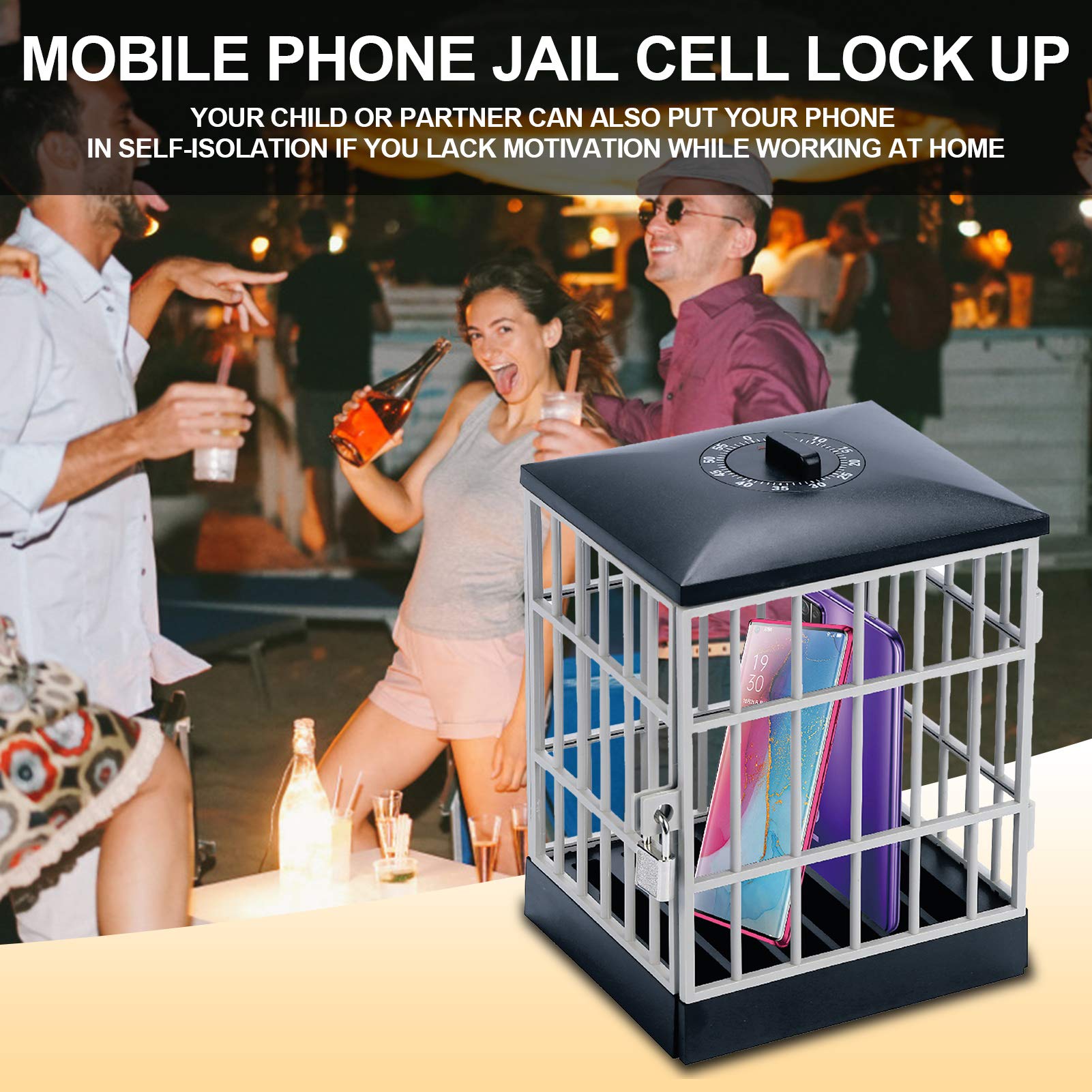 Smart Phone Jail with Timer - Cell Phone Lock Box for Time Management (15x13x23cm) - Perfect for Classrooms, Homes, Offices & Meeting Rooms to Reduce Distractions