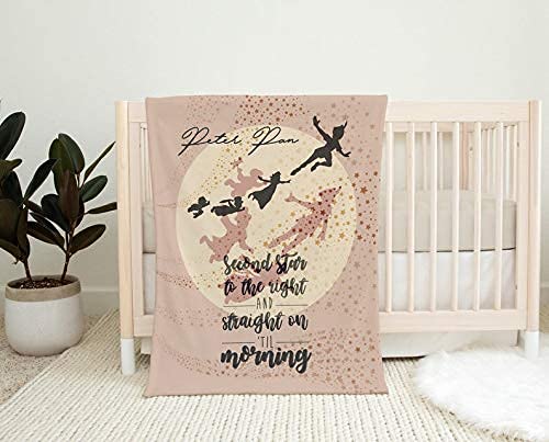 Peter Pan Baby Blanket - Disney Inspired Nursery Gift | Soft Pink Minky Blanket for Baby Showers, Newborns & Nursery Decor | Handmade Premium Quality