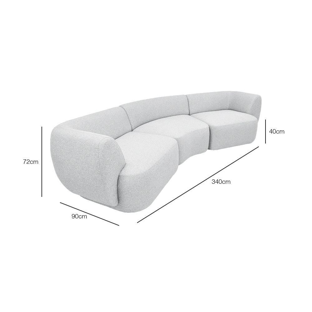Pebble Curve 4-Seater Sectional Sofa with EcoClean Fabric | Modern L-Shaped Couch for Living Room, Family Room & Lounge Areas