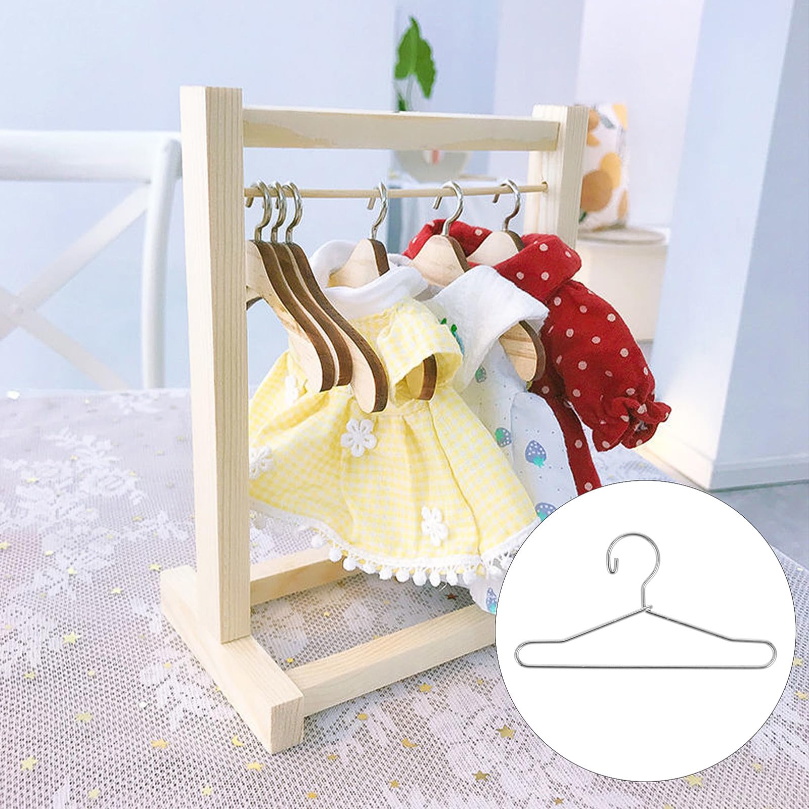20 Pcs Metal Doll Clothes Hangers - 65mm Silver Mini Hangers for Doll Wardrobe, Dresses & Outfits | Perfect for Barbie, American Girl & 18