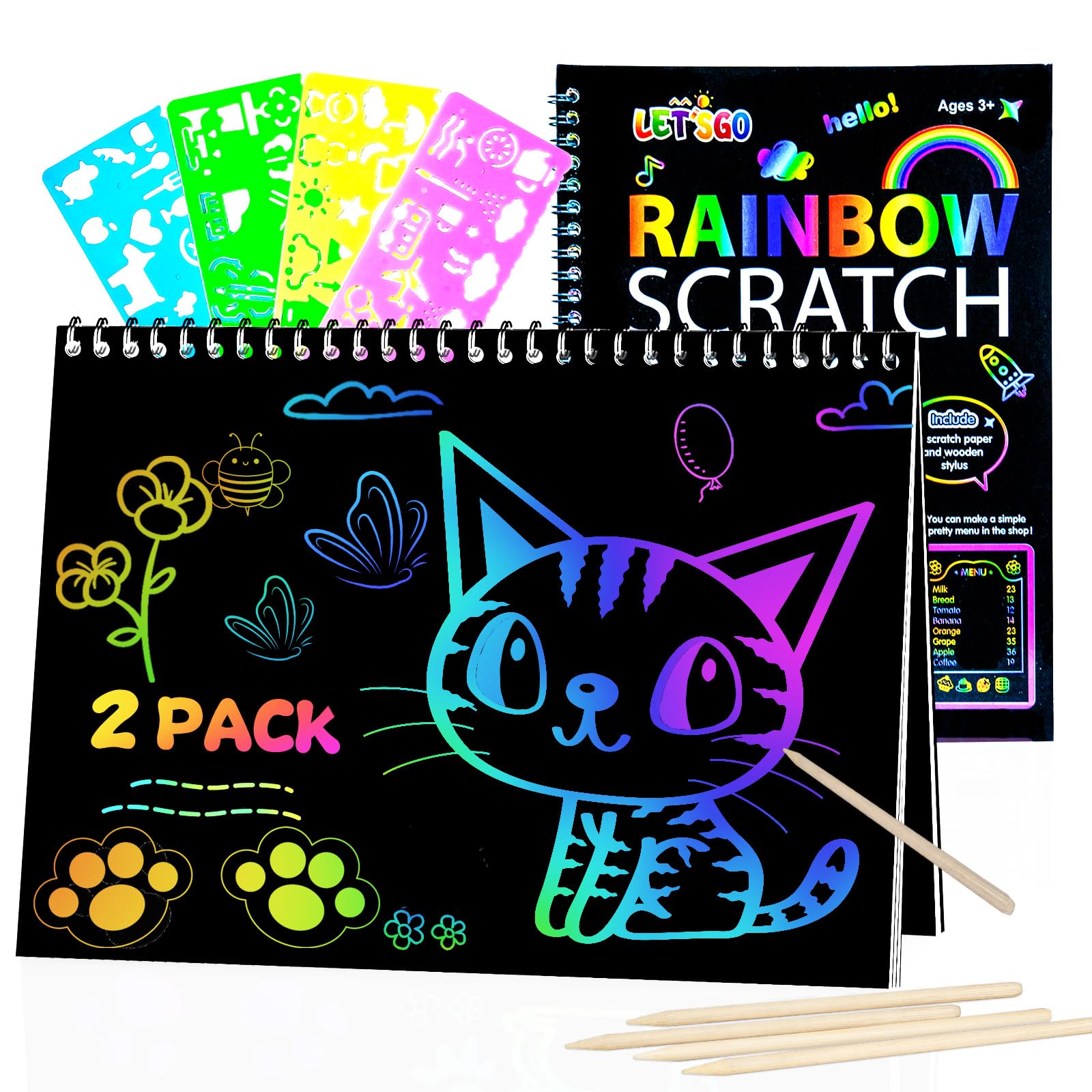 OSLINE Arts and Crafts Kit for Kids Ages 3-12 - Rainbow Scratch Paper Art Notebooks & Creative Art Supplies Set - Perfect Gift for Boys & Girls - Birthday, Easter, Party Favors for Ages 4-8 - Fun DIY Activity for Home, School & Holiday Celebrations