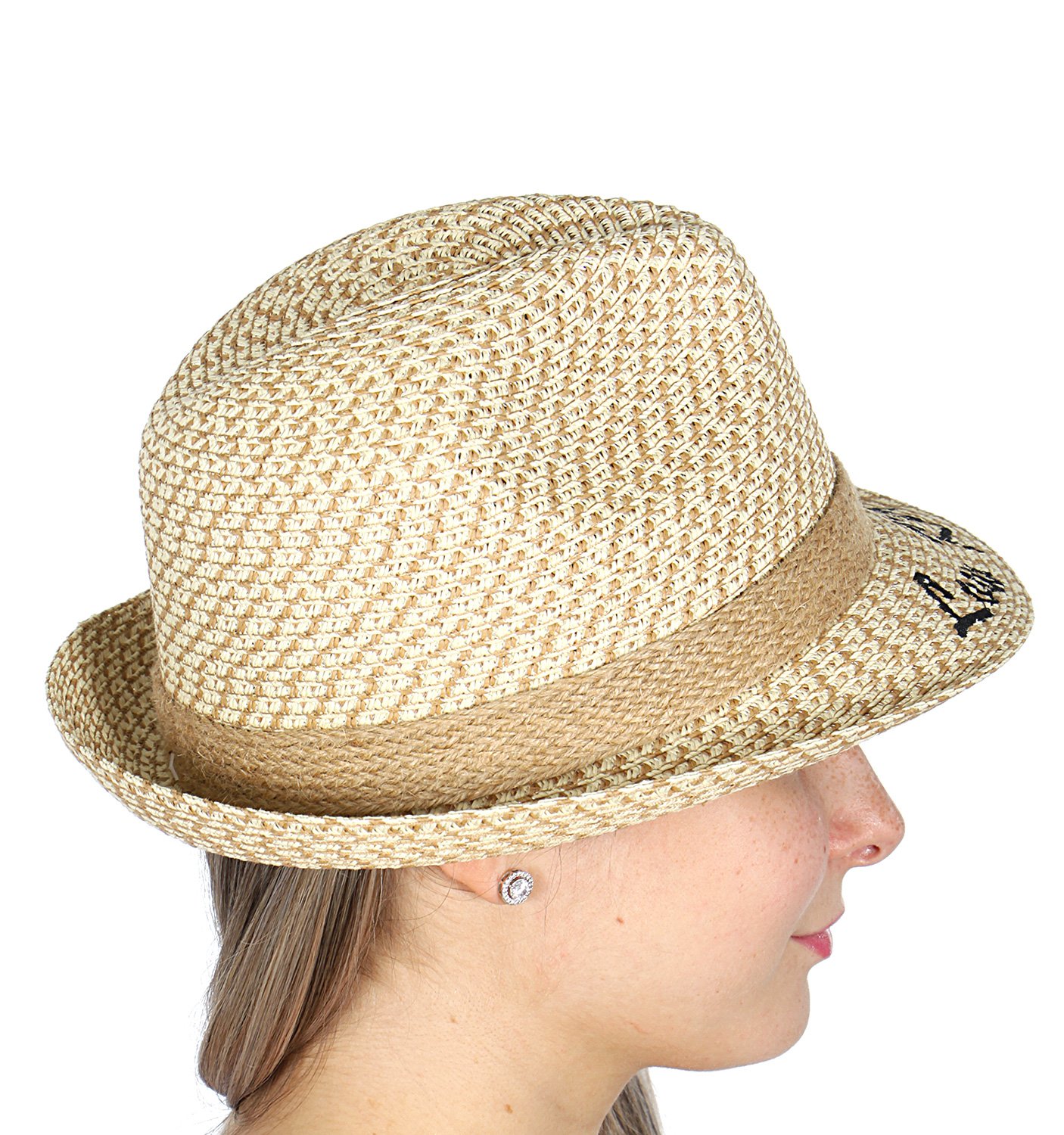 Women's Straw Bucket Fedora Beach Sun Hat - UPF 50+ Sun Protection, Breathable & Lightweight, Unisex Panama Hat for Summer, Travel, and Outdoor Activities