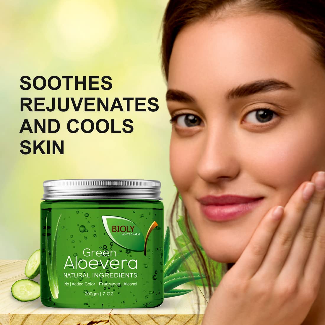 Bioly Aloe Vera Gel (400g) - 100% Pure Natural for Face, Hair Care, Sunburn Relief & Skin Hydration | Soothes Acne, Razor Bumps, Psoriasis, Eczema & Dry Skin | Perfect for After Sun Care, Daily Moisturizing & Hair Treatment