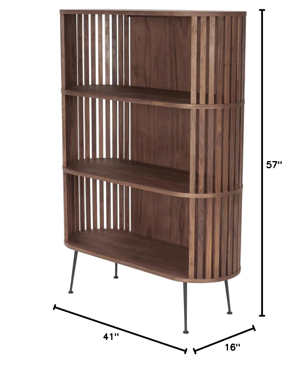 Moe's Home Collection Henrich Bookshelf - Modern Wooden Bookcase for Living Room, Office & Study - Stylish Storage Shelf for Books, Decor & Essentials