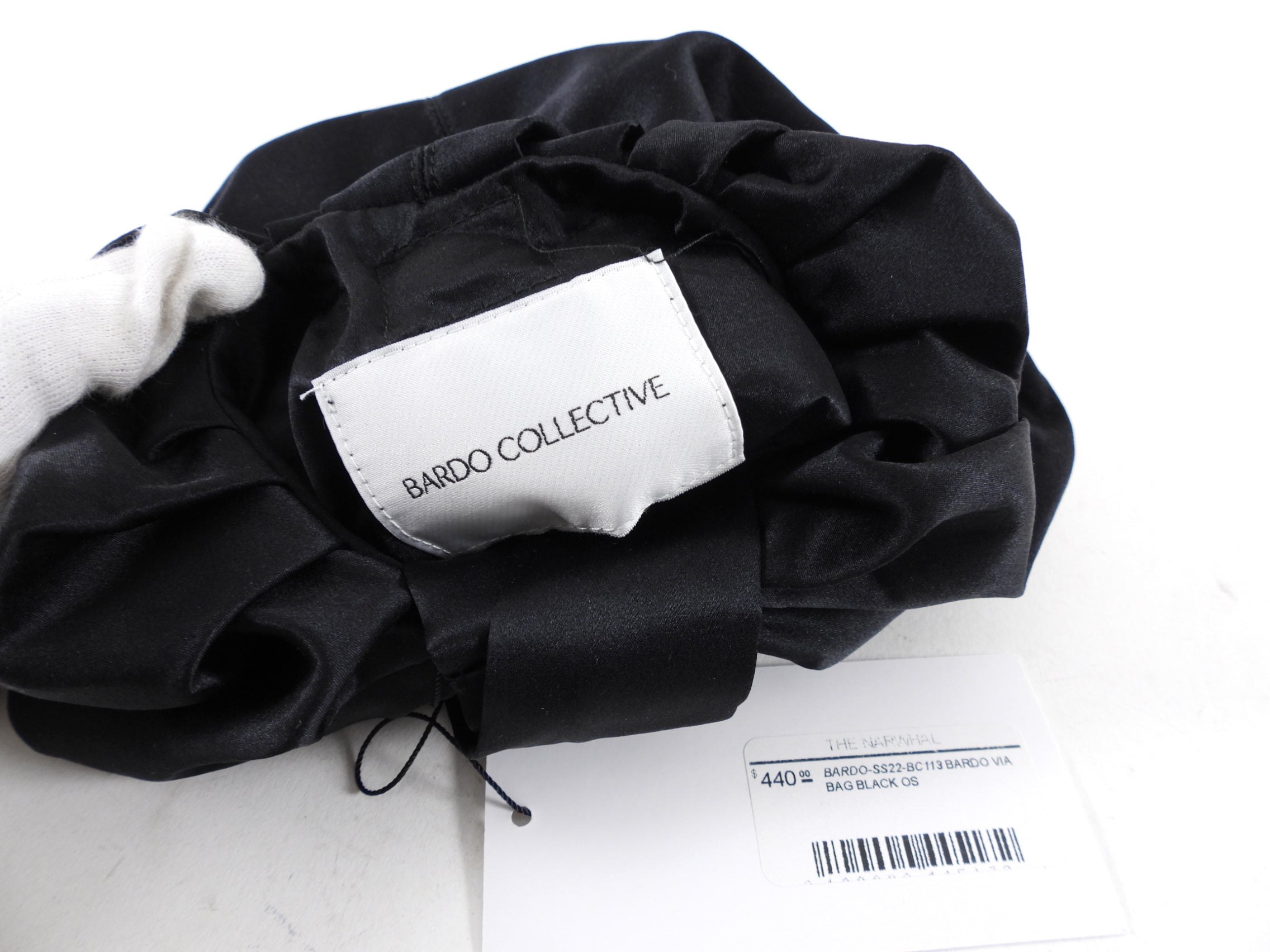 Bardo Collective Black Satin Mini Knotted Via Bag - Elegant Evening Clutch for Parties, Weddings & Special Occasions