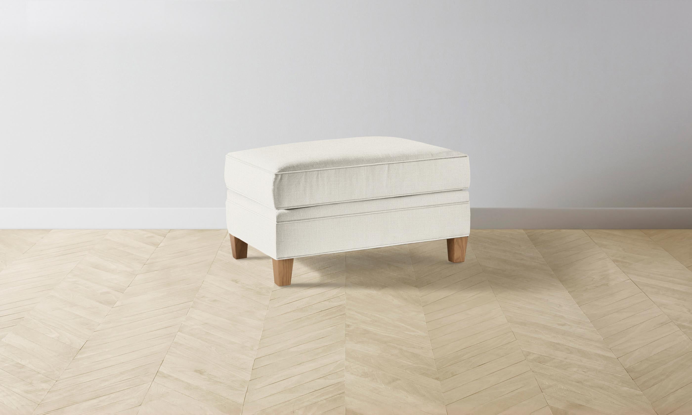 Carmine Ottoman with Performance Linen Weave - Modern Footrest & Accent Stool for Living Room, Bedroom or Office - Durable & Stylish Home Decor Furniture