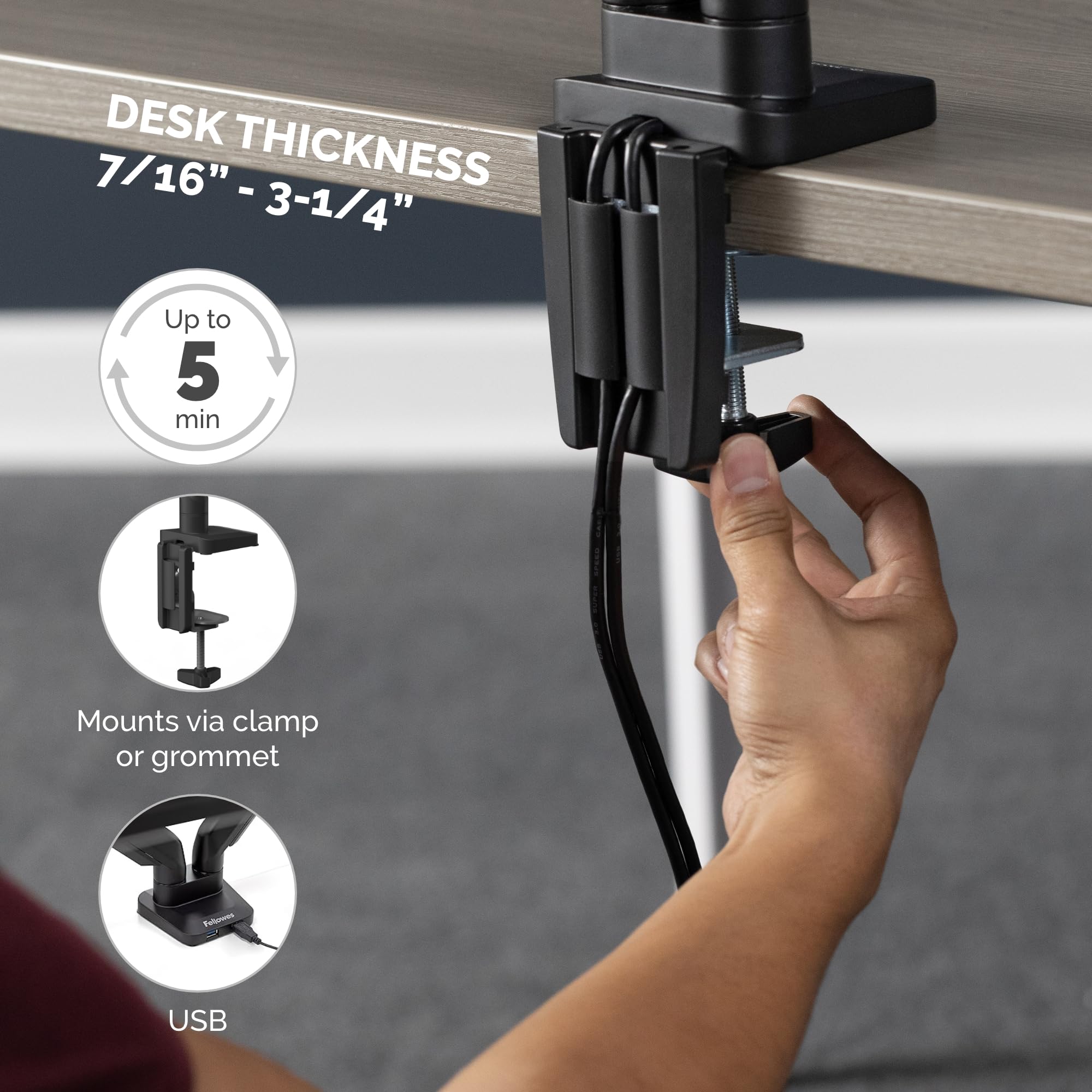 Fellowes Platinum Series Adjustable Triple Monitor Arm (8042601) - Ergonomic Black Stand for Home & Office Workstations, Perfect for Multi-Screen Setup, Gaming & Productivity