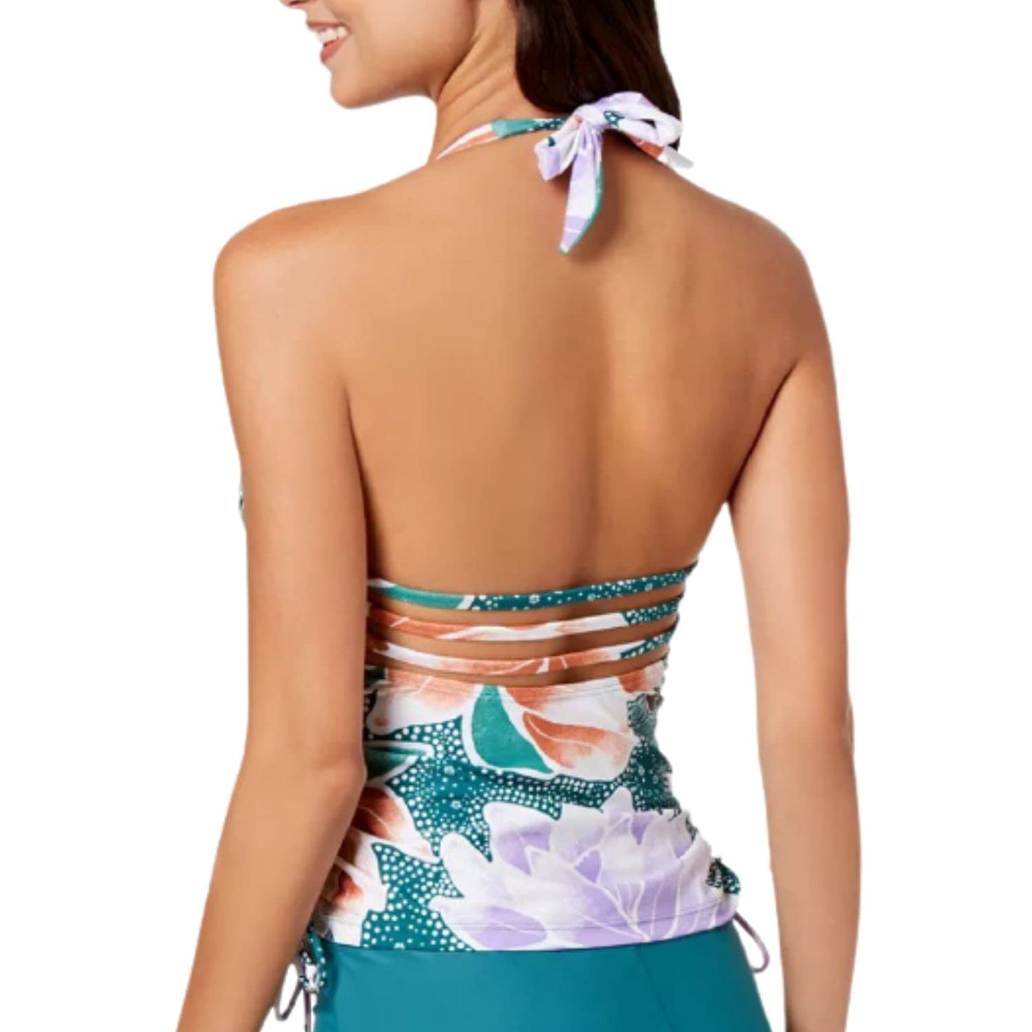 Juniors Printed Side-Tie Tankini Top for Girls - X-Small | Floral Swimwear for Teens | Perfect for Beach, Pool & Summer Vacations