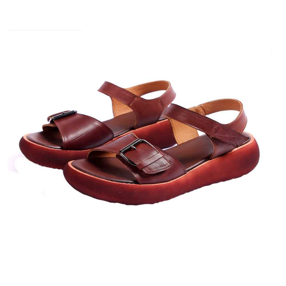 Women's Casual Platform Sandals - Open Toe Wedge Heel with Buckle Ankle Strap | Comfortable Summer Shoes for Beach, Walking & Outdoor Activities (Brown)