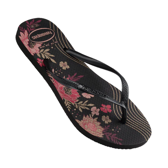 Havaianas Slim Organic Flip Flops for Women & Men - Comfortable Eco-Friendly Sandals - Black / Black - Perfect for Beach, Pool & Summer Vacations