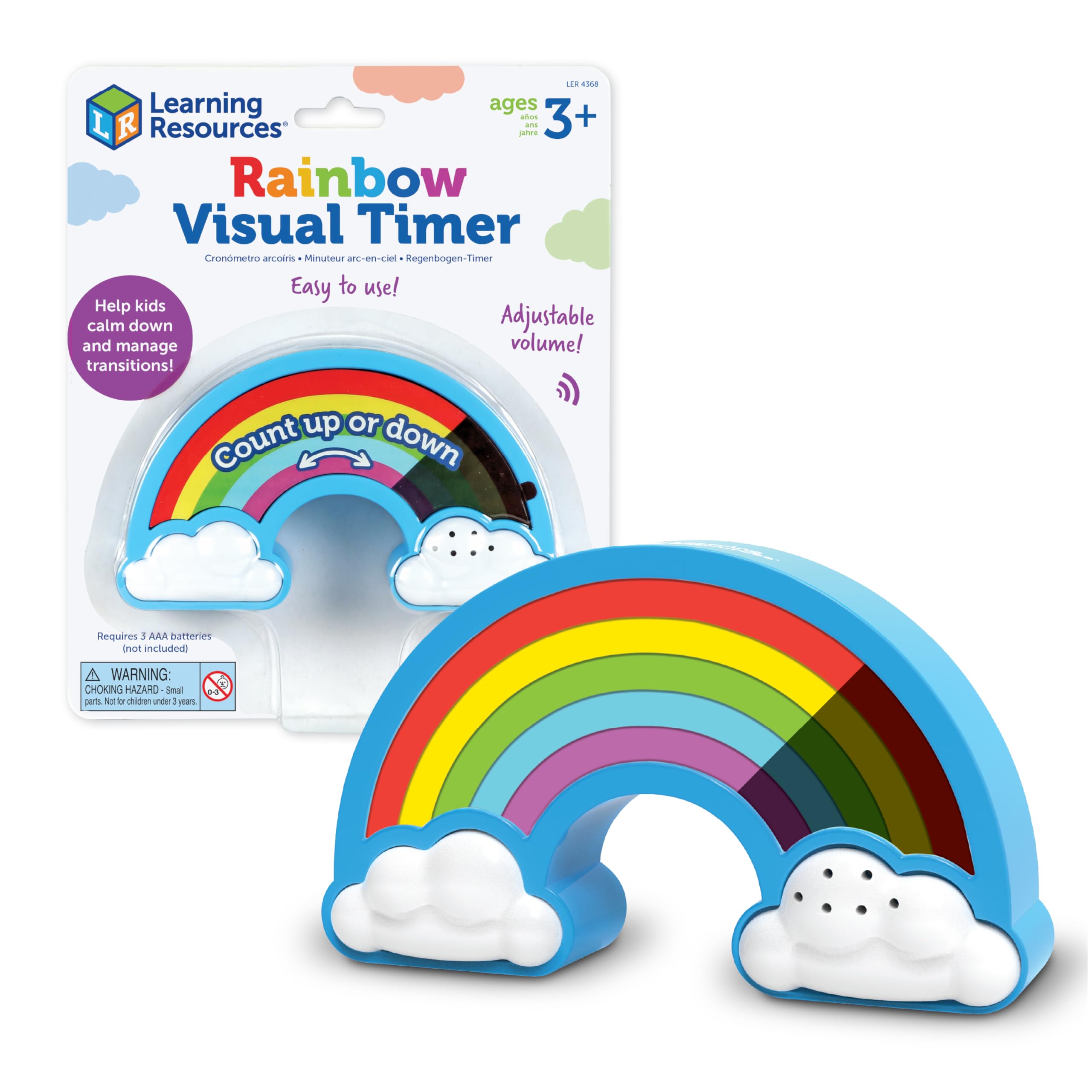 Learning Resources Rainbow Visual Timer for Kids - Calming Sensory Toy for Emotional Regulation, Social Emotional Learning (SEL) - Perfect for Calming Corners, Classrooms & Home Use - 1 Piece, Ages 3+ (Great for Time Management & Anxiety Relief)