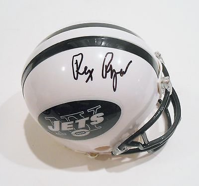 Rex Ryan Autographed New York Jets Mini Football Helmet with COA - Perfect for Sports Memorabilia Collectors and Jets Fans Display