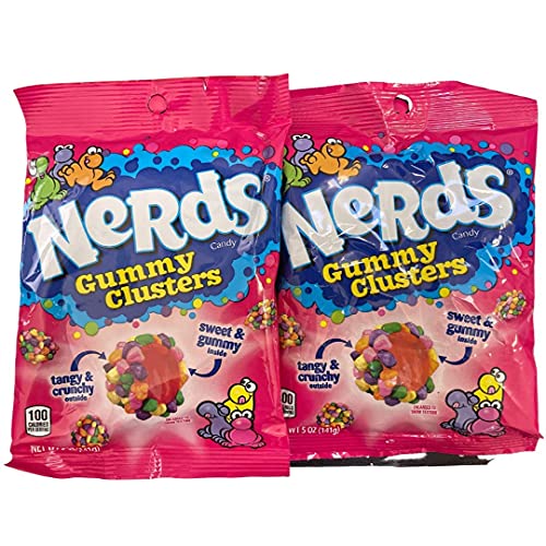 Nerds Gummy Clusters Candy - Tangy, Crunchy & Sweet Chewy Treat - 6 Pack (5oz Bags) with Free Refrigerator Magnet - Perfect for Parties, Snacking & Fun Activities
