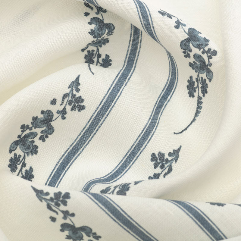 Trifolium Marchprint Linen / Midnight on Ivory - Premium Home Decor Fabric for Curtains, Pillows & Table Runners - Perfect for Bohemian & Farmhouse Style Interiors