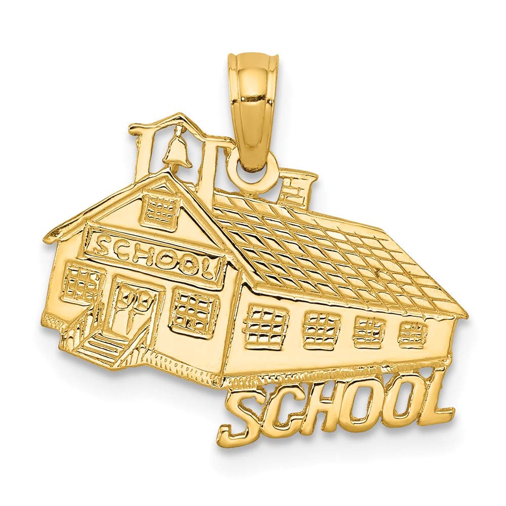 14K Yellow Gold School House Pendant Charm - Vintage Style Jewelry for Necklaces & Bracelets - Perfect for Graduation Gifts, Teacher Appreciation & Back to School Accessories