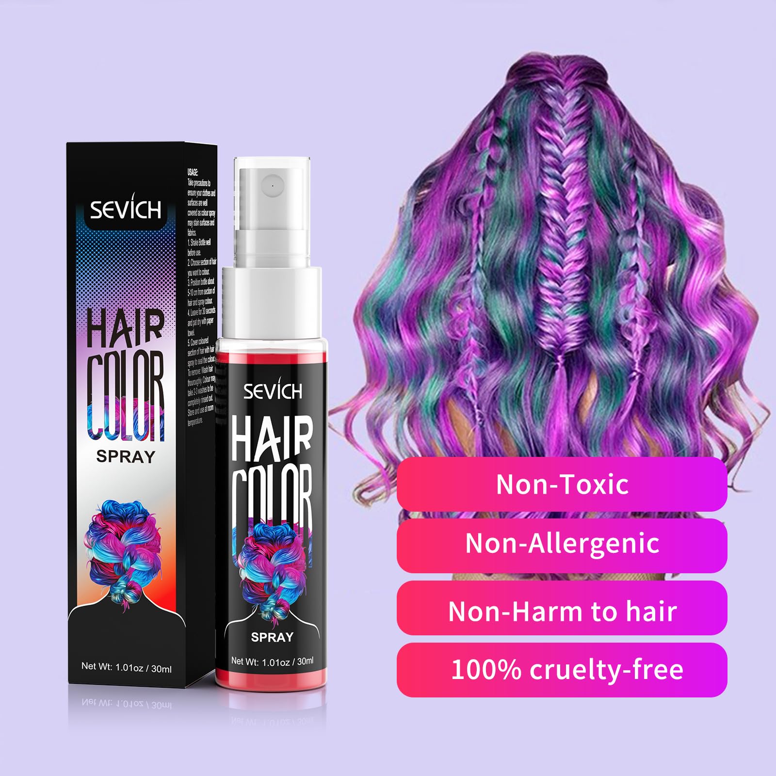 SEVICH Temporary Hair Color Spray with Glitter - Washable Blue Hair Dye for Instant Highlights | Perfect for Parties, Cosplay, Halloween & DIY Hair Styling