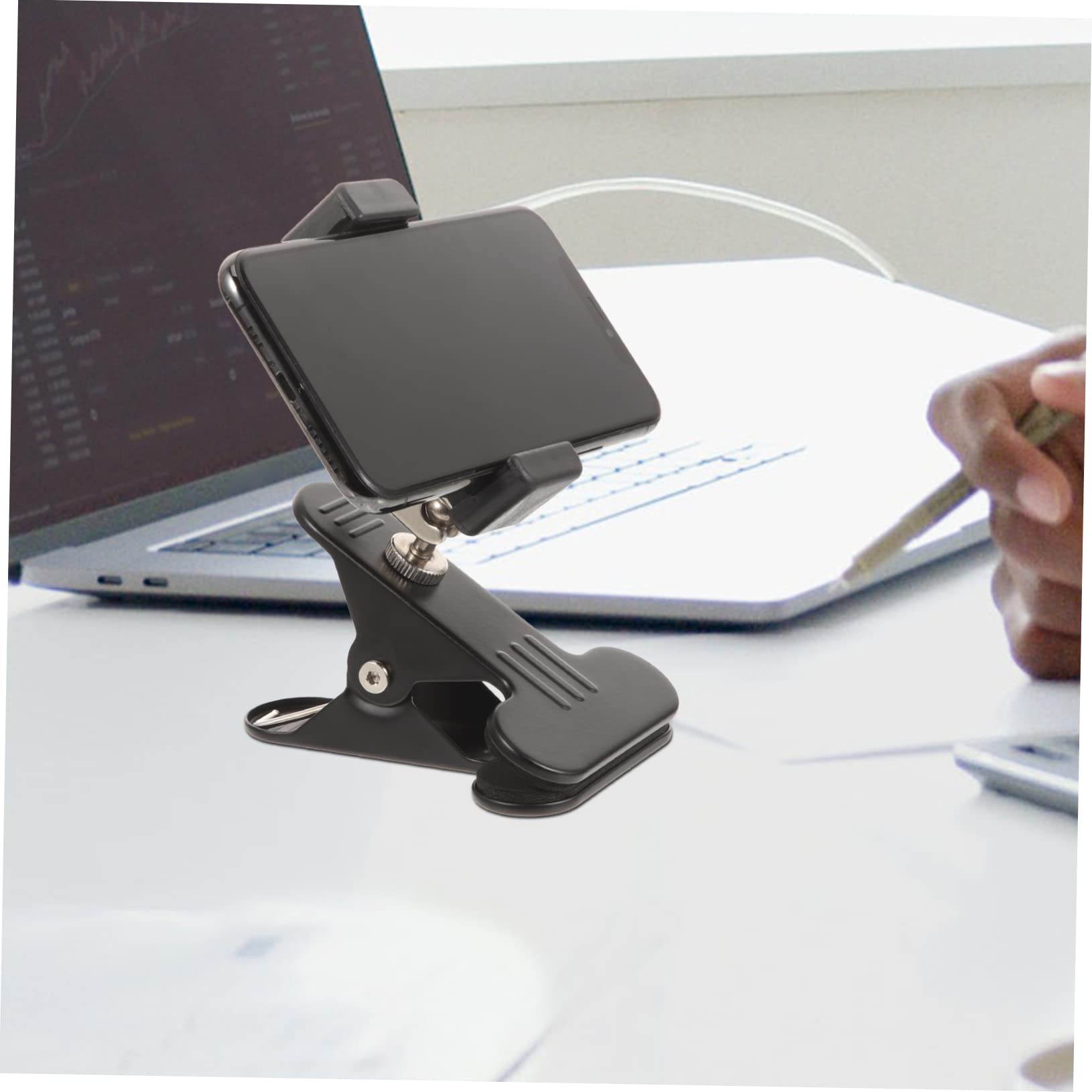 Mikinona Portable Phone Stand with Strong Clamp - Adjustable Phone Holder for Desk, Home & Office - Perfect for Video Calls, Watching Movies & Hands-Free Browsing