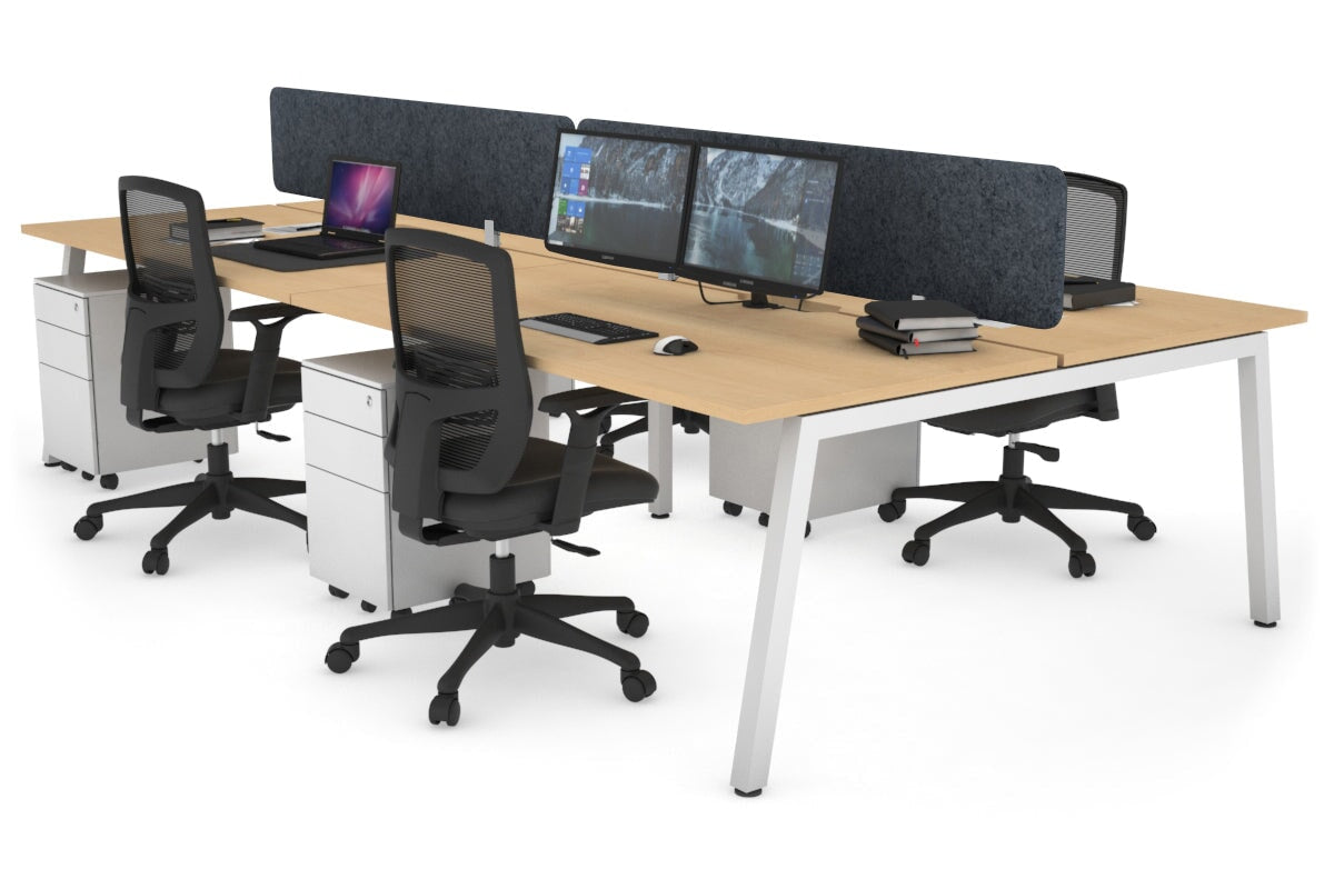 Quadro 4-Person Office Workstation Desk - 1200L x 800W with Cable Management Scallop - Perfect for Collaborative Workspaces, Team Meetings & Open Office Environments