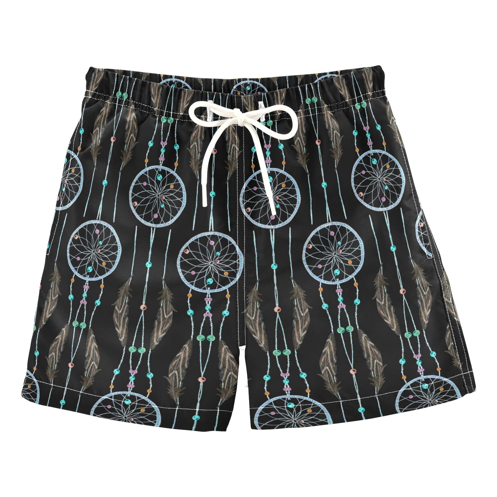 **AMICHIC Boys Watercolor Dreamcatcher Swim Trunks - Quick Dry Board Shorts for Beach, Surf & Pool - Hawaii Vacation Essentials for Kids**    *(Perfect for Swimming, Beach Trips, Summer Vacations & Water Sports)*