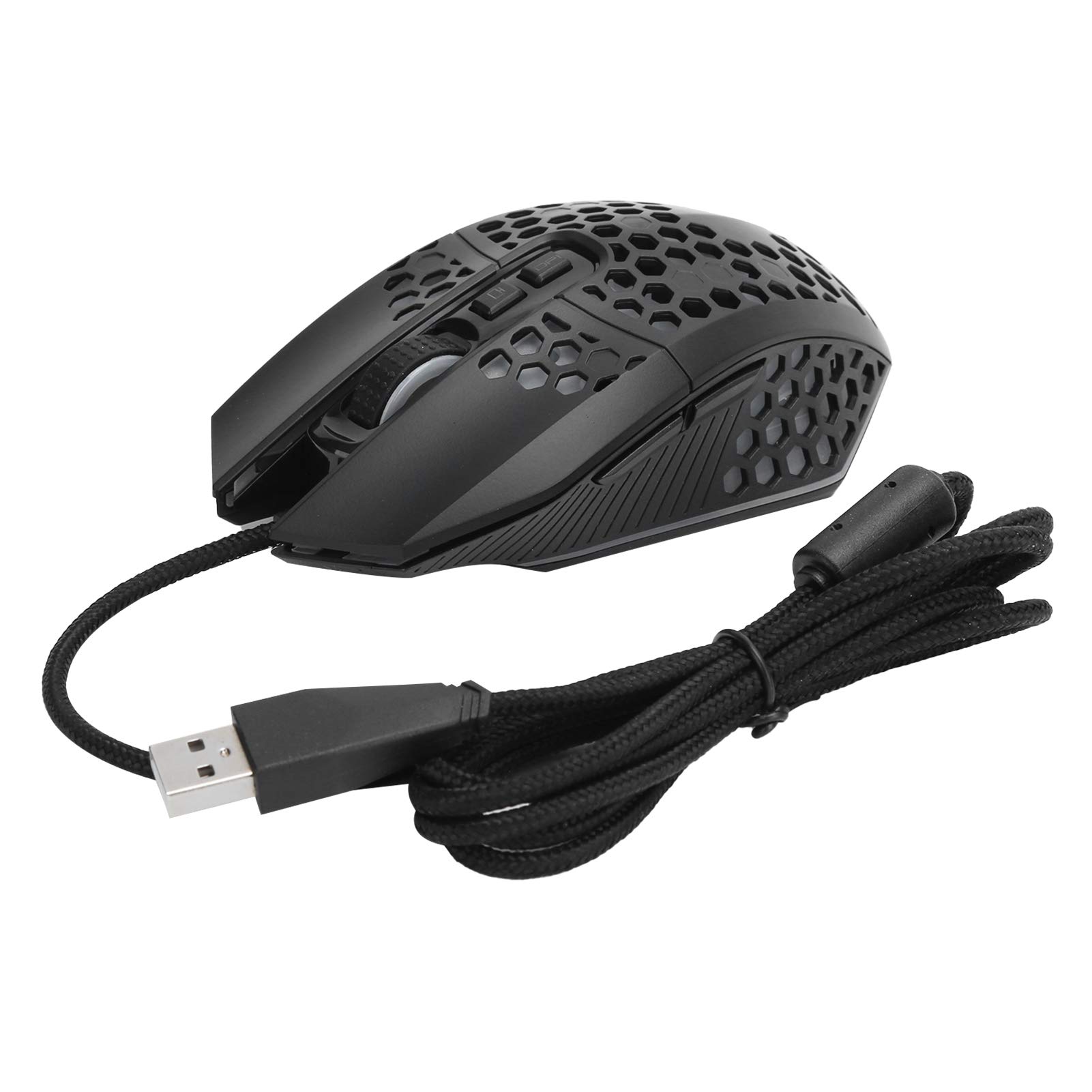 ASHATA Wired Gaming Mouse - 8000 DPI RGB Honeycomb Hollow Design with Optical Sensor, Ergonomic Computer Mouse for PC Gaming (Black) | Perfect for FPS, MOBA & Office Work