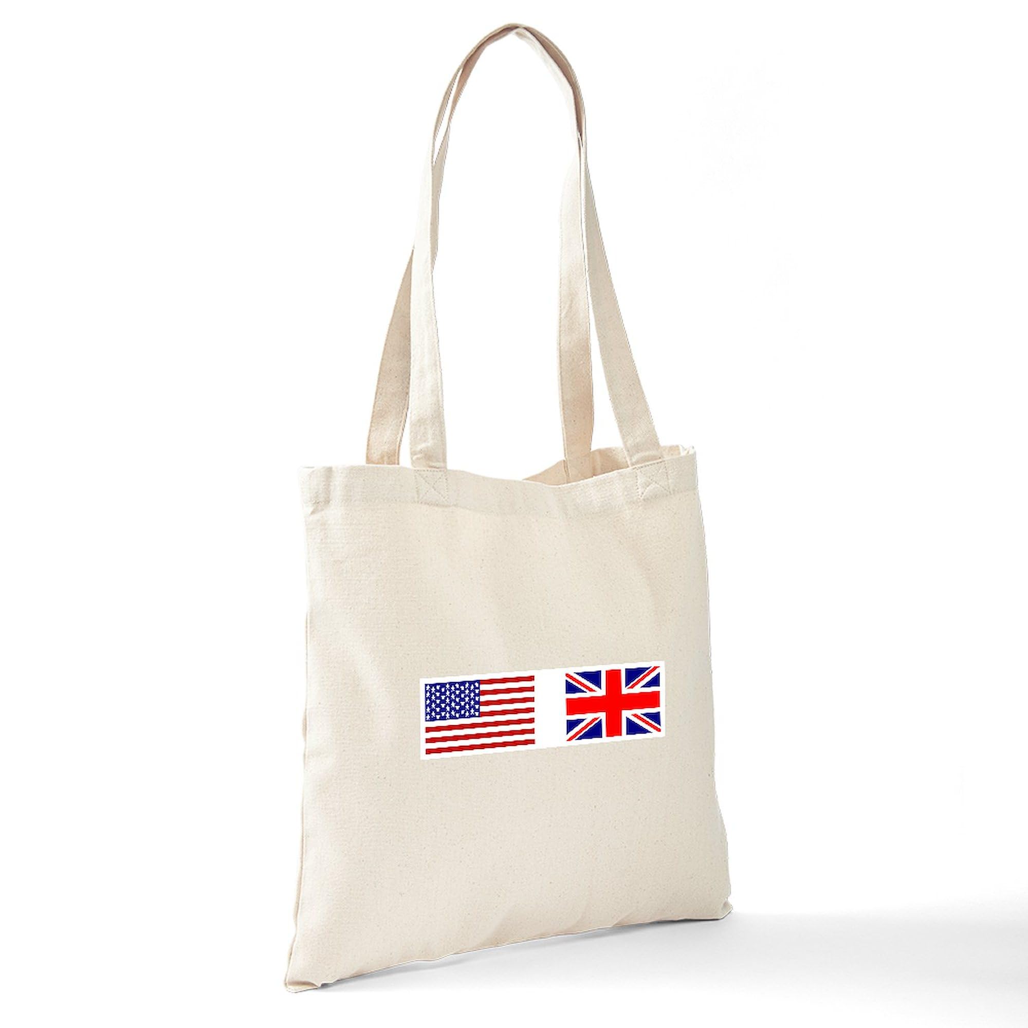 USA & Union Jack Tote Bag - Natural Canvas Reusable Shopping Bag for Groceries, Beach & Daily Use | Eco-Friendly Cotton Tote with Patriotic Design