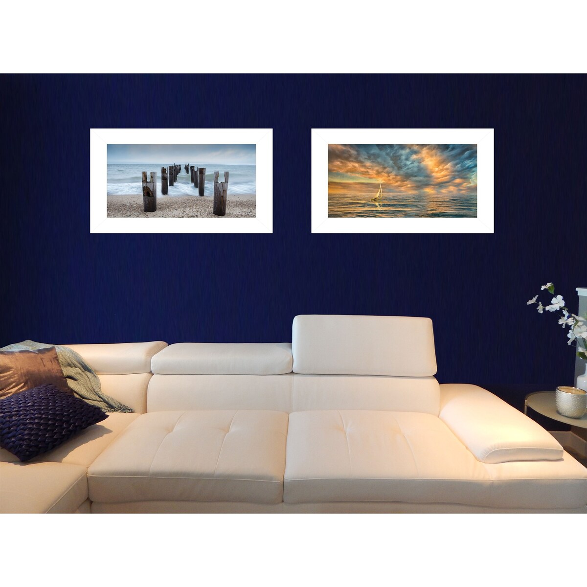 Stunning Seascapes I 2-Piece Vignette Wall Art by Michael Petrizzo - White Framed Ocean Painting Set for Coastal Home Decor | Perfect for Living Room, Bedroom & Beach House Decorations