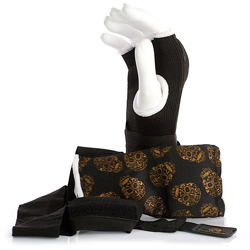 Women's Gold Skull Boxing Gel Quick Wraps - Hand Wraps for Boxing, MMA & Training - Premium Support & Comfort for Fighters & Athletes