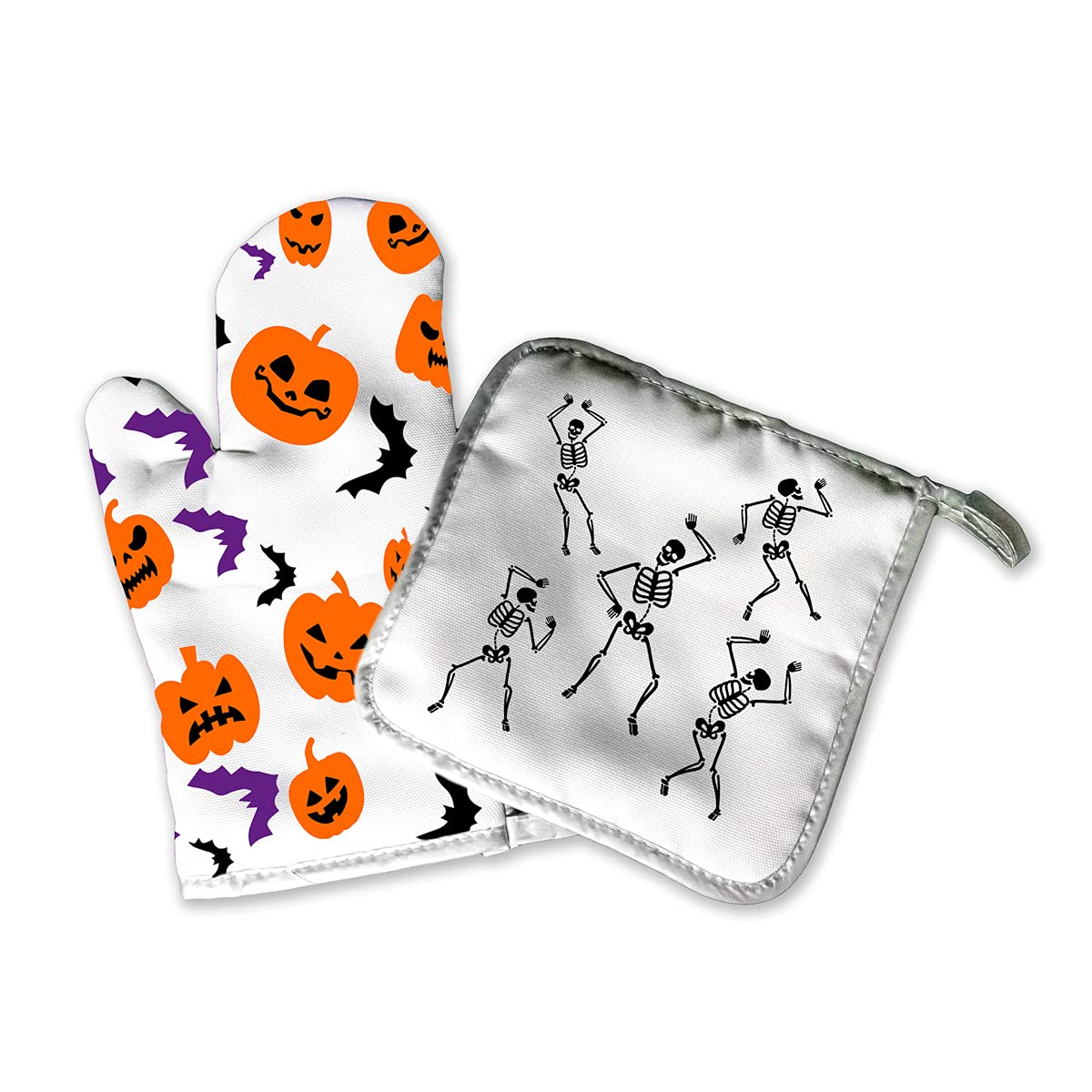 Decorative Cloth Kitchen Oven Mitt & Pot Holder Set - Autumn Fall Halloween Theme | Rustic Harvest Pumpkin Spice Coffee Design | Seasonal Home Decor for Thanksgiving & Holiday Cooking | Perfect for Baking, Roasting & Hosting Gatherings