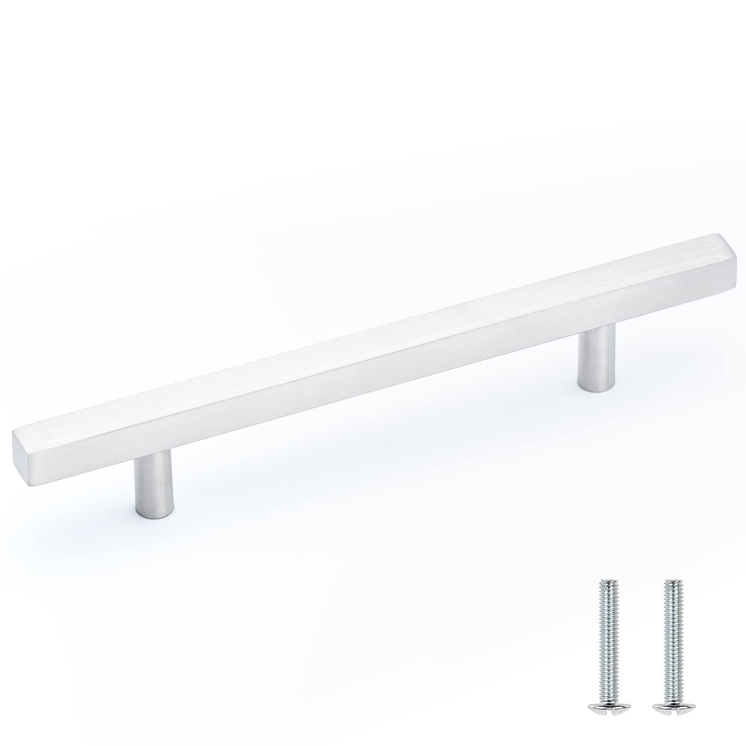 10-Pack Stainless Steel Square Pull Bar Handles for Drawers & Cabinets - 8 Inch Kitchen Cabinet Hardware - Perfect for Modern Home, Office & RV Renovation