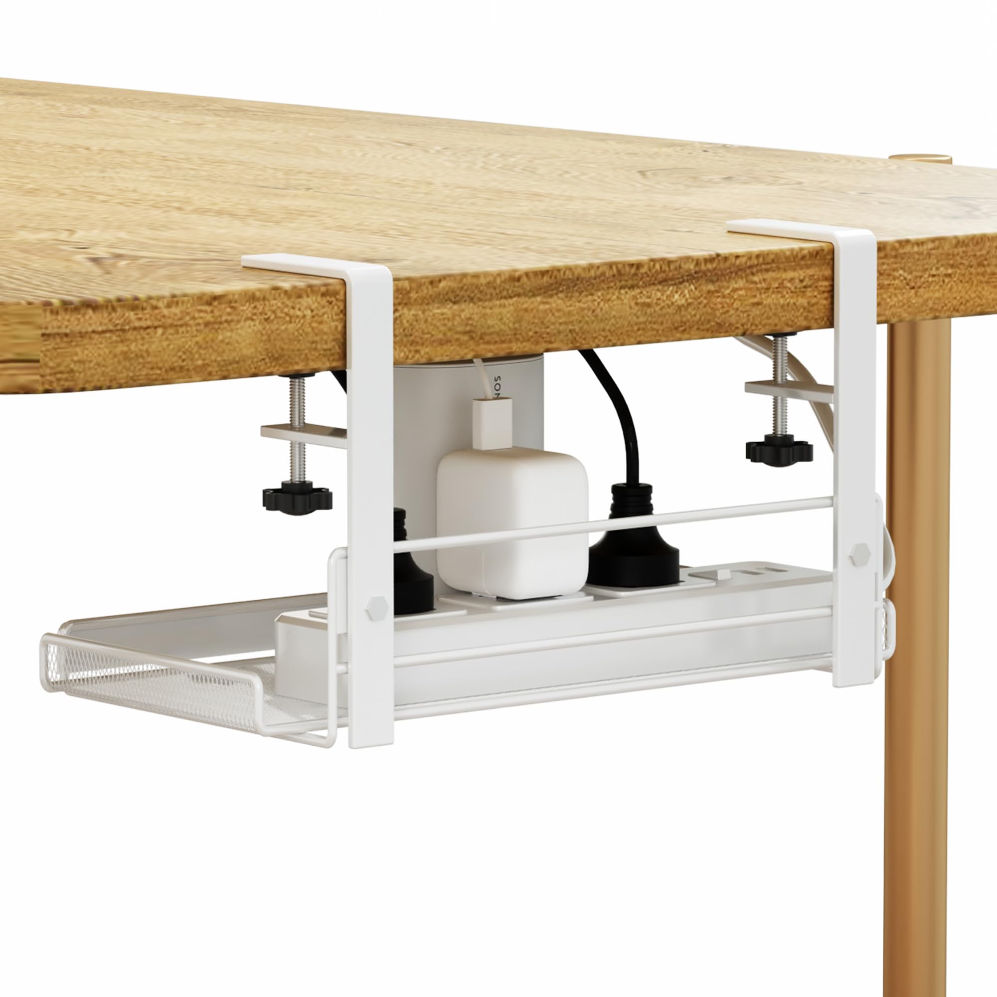 Under Desk Cable Management Tray - No Drill Steel Wire Organizer Rack for Computer & Office Desks (10.8 Inch) - Keep Cables Neat for Home Office, Gaming Setup & Workspace Organization