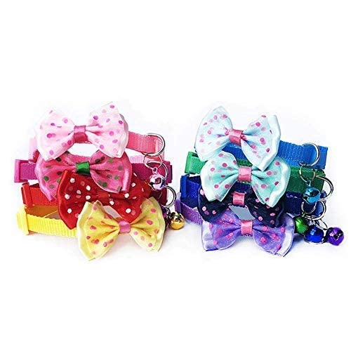 SR VISION Adjustable Dog Collar with Bell & Bow Tie - Cute Safety Collar for Puppies & Small Dogs (Multiple Colors) - Perfect for Daily Walks, Pet Parties & Photo Shoots