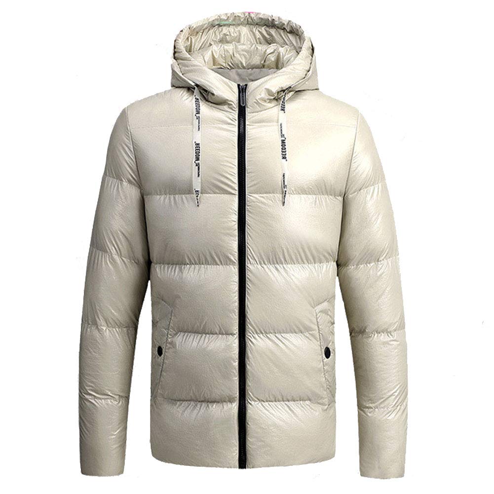 Men's USB Electric Heated Jacket - Lightweight Rechargeable Heating Vest for Winter | Skiing, Hiking, Motorcycle & Outdoor Activities | Warm Down Coat with Battery Pockets (Khaki, Power Bank Not Included)