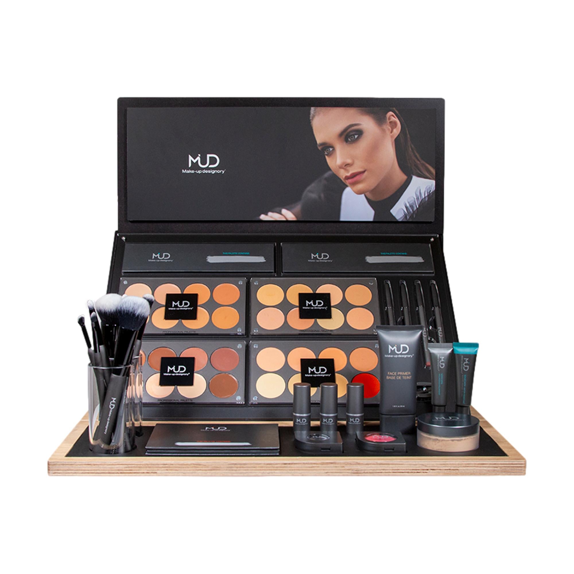 MUD Beauty Station - Professional Makeup Vanity Organizer with LED Lights & Mirror for Home Salon, Bridal & Travel Makeup Application