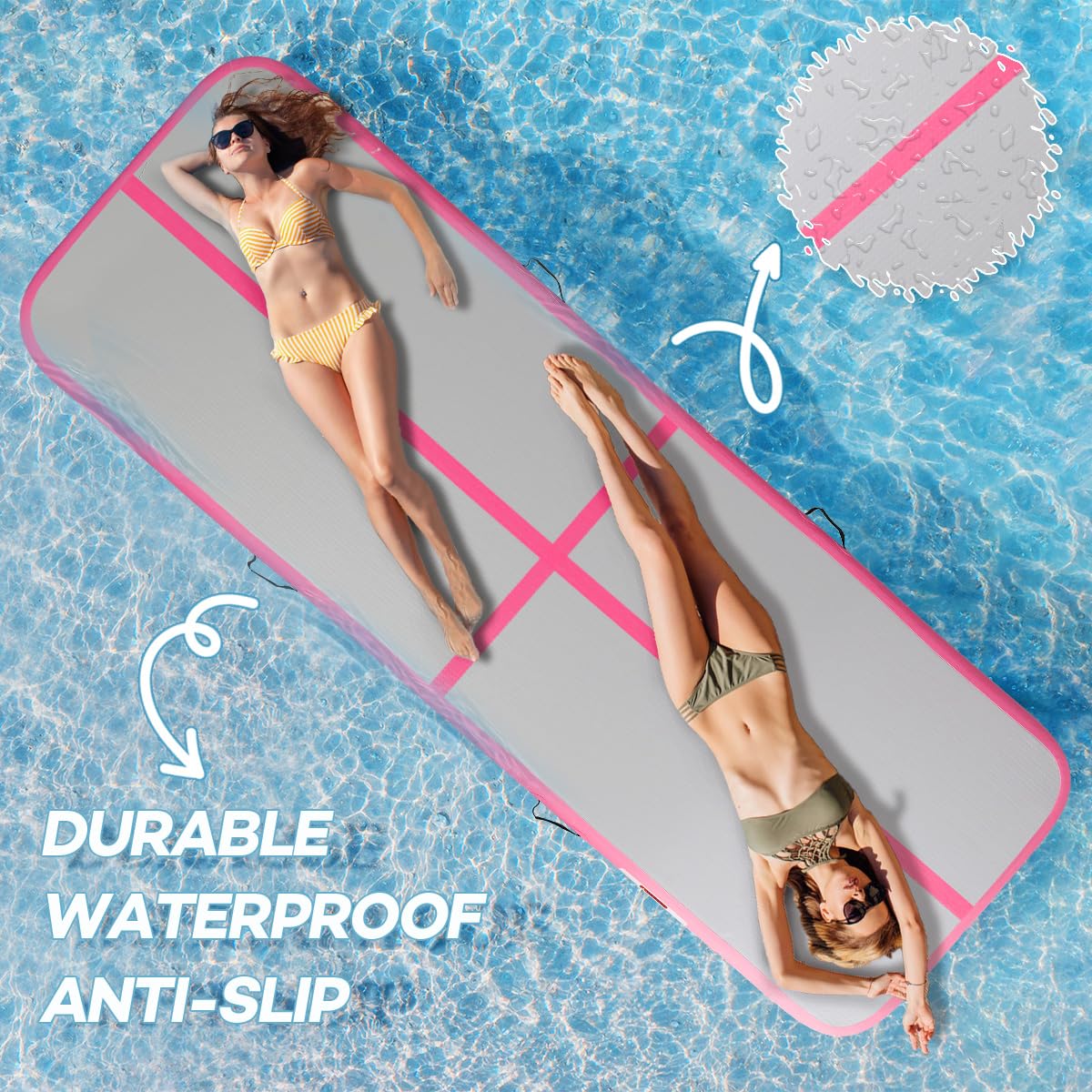 Inflatable Gymnastics Air Tumbling Track Mat - 6ft/10ft/13ft/16ft/20ft Sizes - Portable Training Mat with Electric Pump for Kids & Adults - Perfect for Home, Outdoor, Cheerleading, Yoga & Water Park Activities