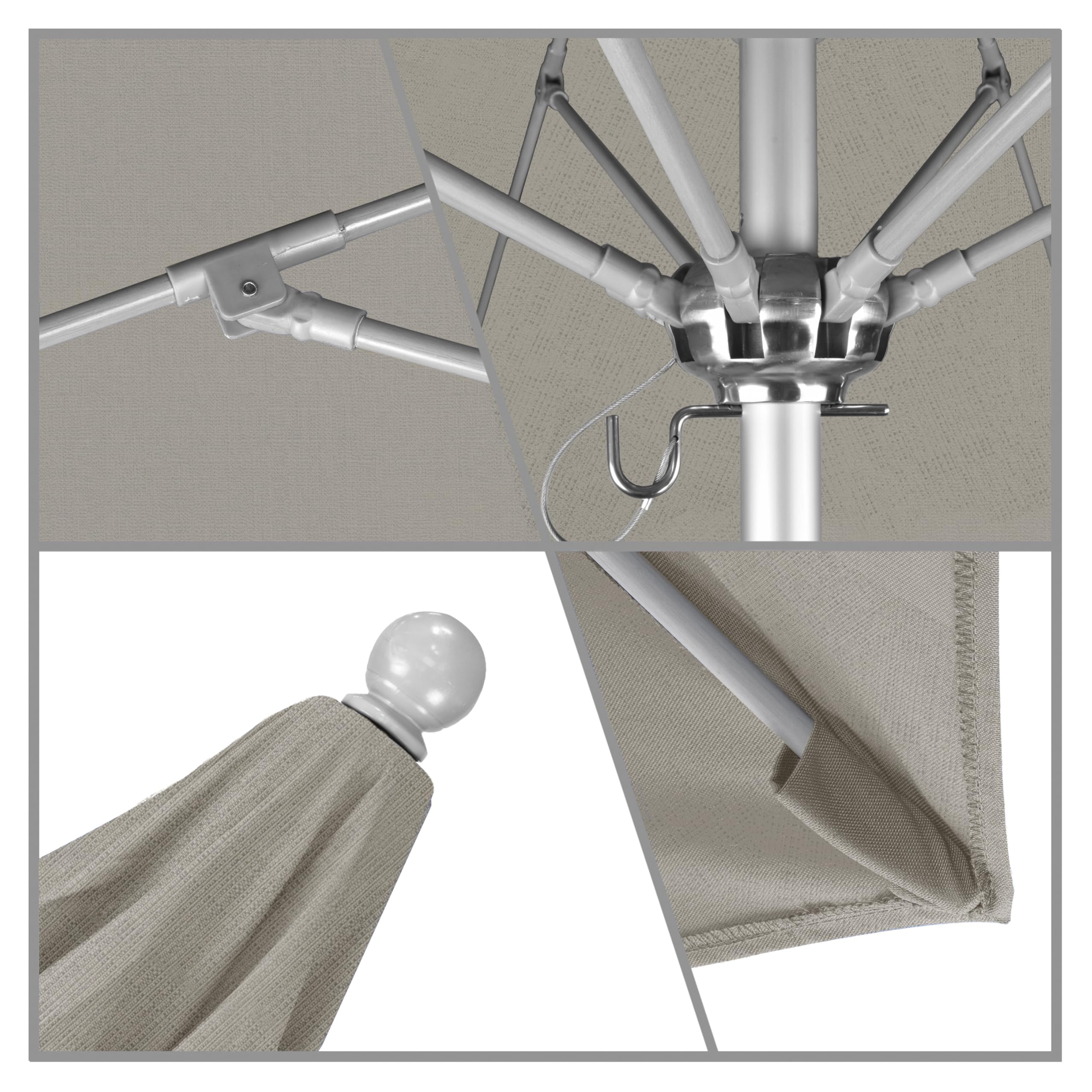 California Umbrella 9' Round Outdoor Patio Umbrella - Aluminum & Fiberglass Frame, Push Button Open, Silver Pole with Durable Olefin Fabric - Perfect for Poolside, Backyard, and Garden Relaxation