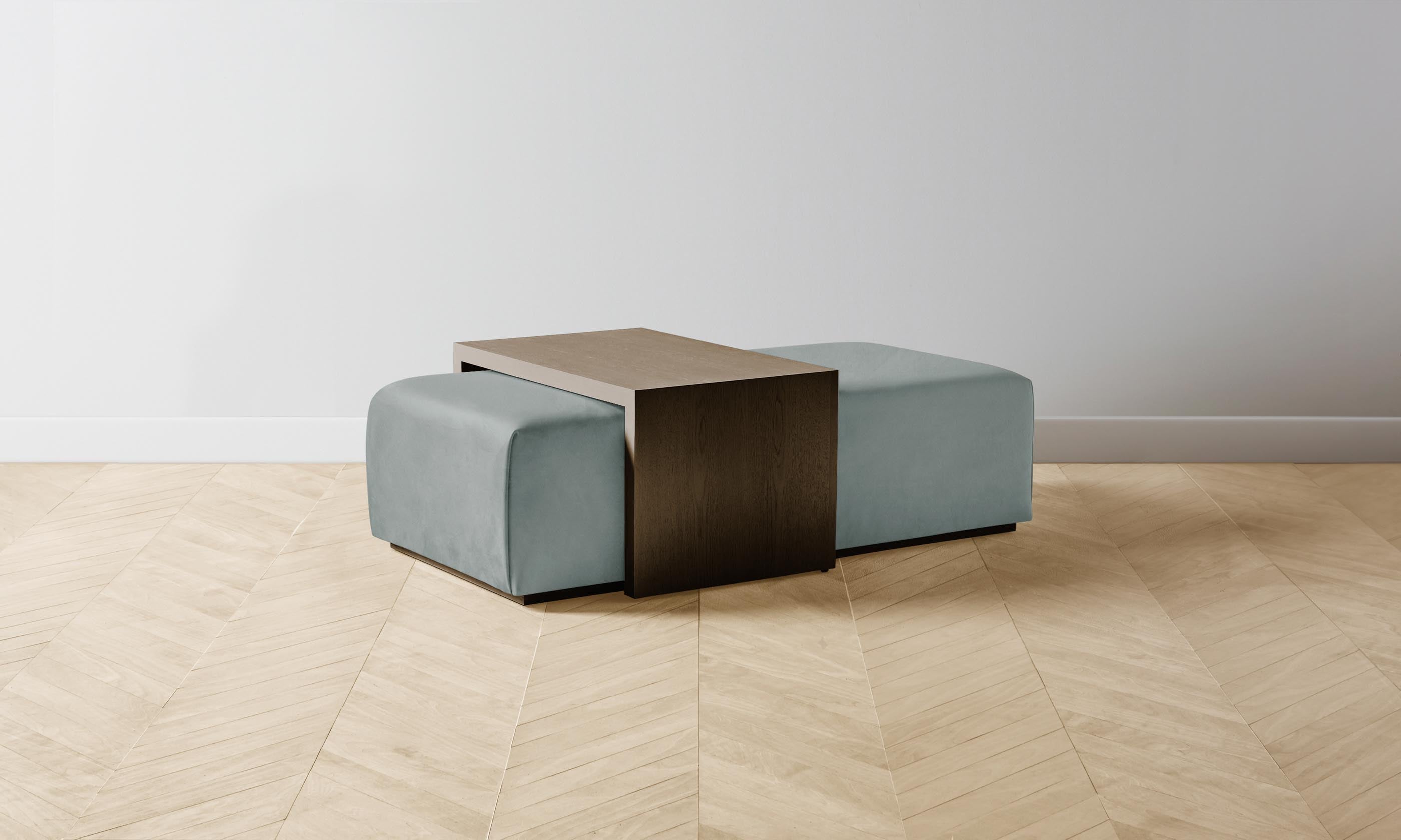 The Bowery Ottoman - Premium Nubuck Leather Tide - Perfect for Living Room, Bedroom & Office Decor