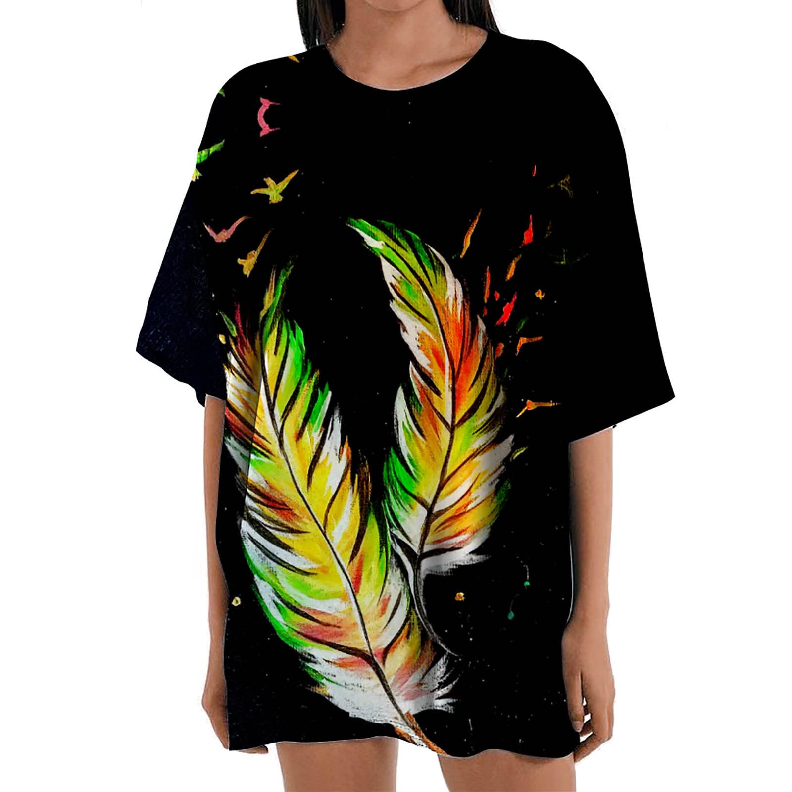 Women's Oversized Short Sleeve Tie Dye T-Shirt - Summer Loose Fit Round Neck Pullover Blouse - Y2K Fashion Basic Tunic Top for Casual Outfits, Beach Wear & Street Style