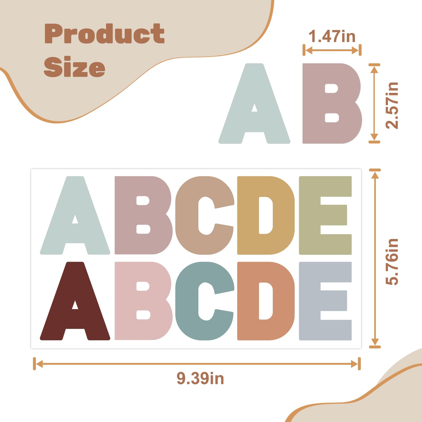 240 PCS Large Letter Stickers - 24 Sheets Pastel Alphabet Stickers, Self-Adhesive Vinyl Letters for Bulletin Boards, Posters & Classroom Decor - Perfect for DIY Projects, Scrapbooking & School Supplies Organization