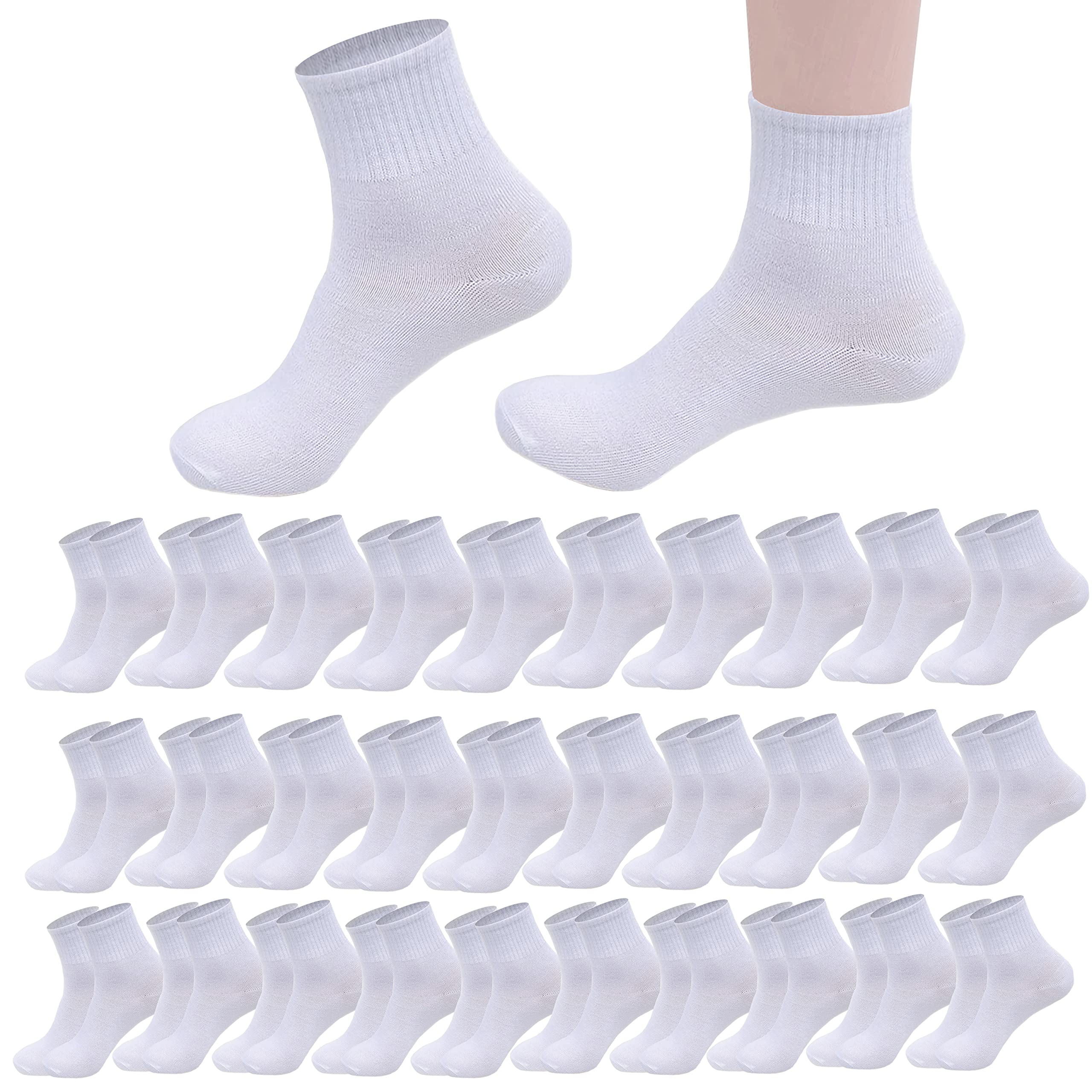 RICHBULL 30 Pairs Thin Crew Socks for Men & Women - Breathable Everyday Casual Socks - Moisture-Wicking Bulk Socks Wholesale - Perfect for Work, Gym, Travel & Daily Wear