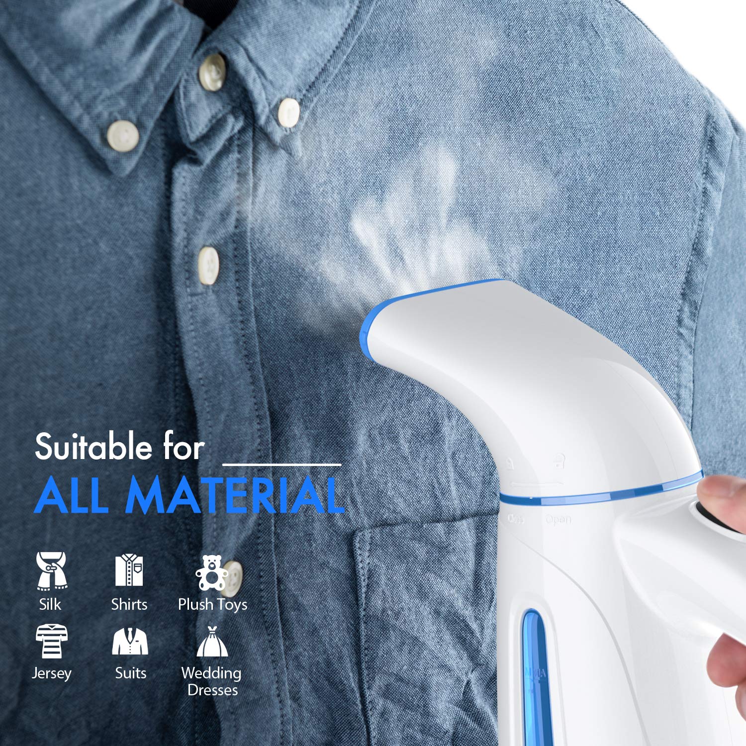 OGHom Handheld Garment Steamer 240ml - Portable Clothes Steamer & Wrinkle Remover for Travel, Home, and Office Use - Quick Heating Steam Iron for Shirts, Dresses, Suits (Model OGH-HL6)