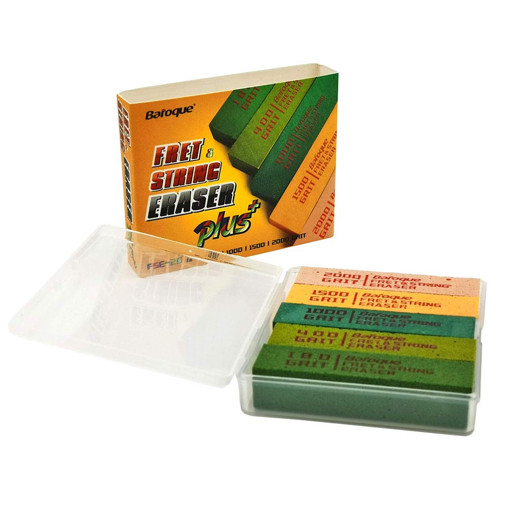 Baroque Guitar Fret Grit Erasers Set of 5 (180/400/1000/1500/2000 Grit) - Fast Polishing Abrasive Rubber Blocks for Guitar Fret & String Cleaning - Professional Guitar Maintenance Tools for Smooth Playability & Perfect Tone - Ideal for Home Practice, Studio Recording & Live Performances