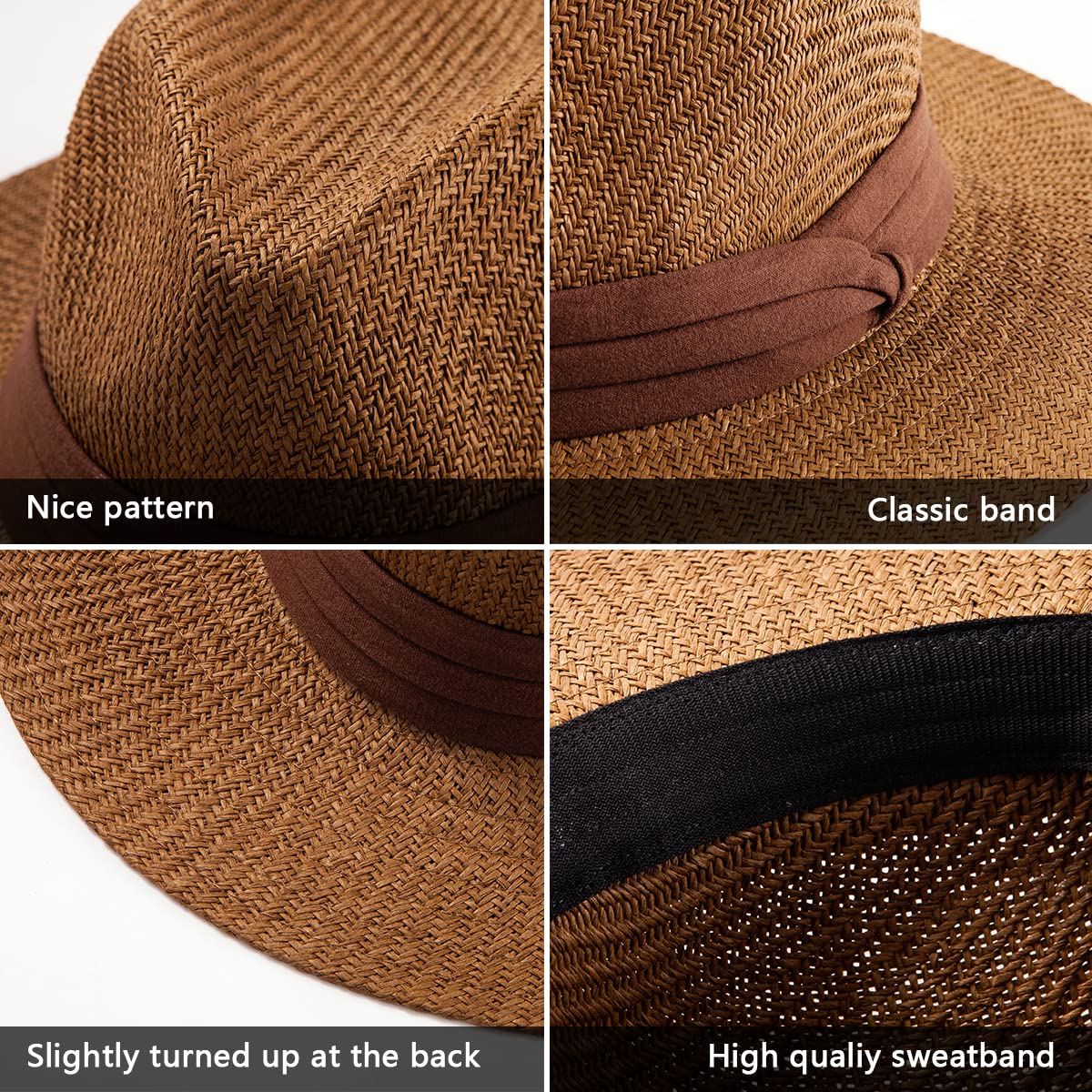 Unisex Summer Straw Fedora Hat for Men & Women - Wide Brim Panama Hat for Sun Protection, Outdoor, Beach & Travel | Perfect for Vacations, Pool Parties & Summer Fashion