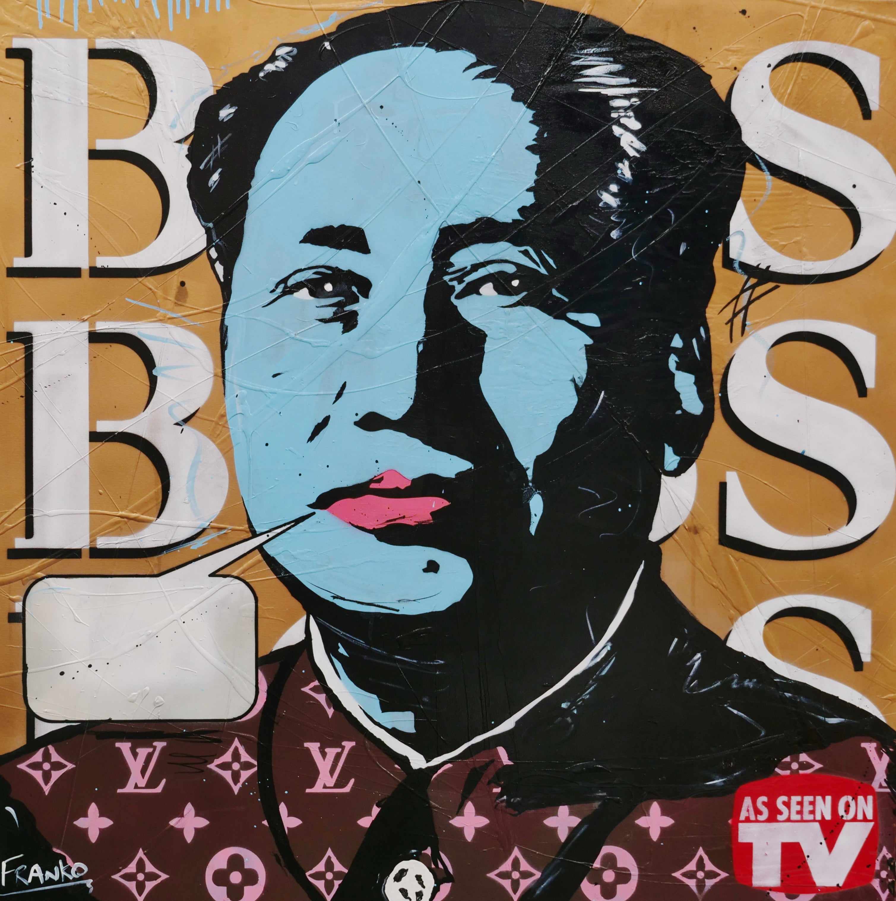 100cm x 100cm Mao Zedong Textured Urban Pop Art Canvas Painting - Modern Home Decor for Living Room, Bedroom & Office Wall Art