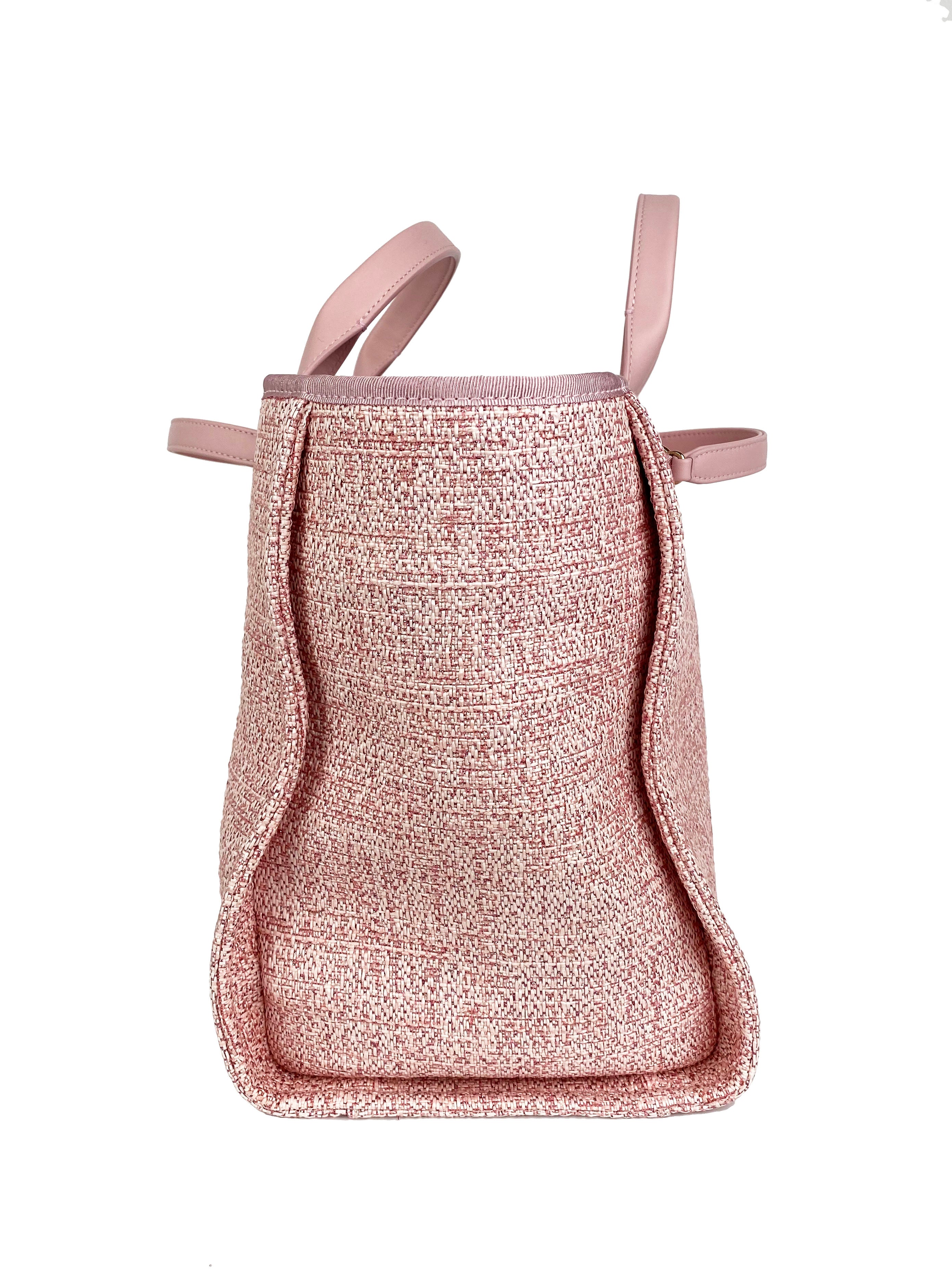 Chanel Large Pink Deauville Tote Bag for Women - Luxury Designer Handbag, Spacious Shoulder Bag for Work, Travel & Shopping