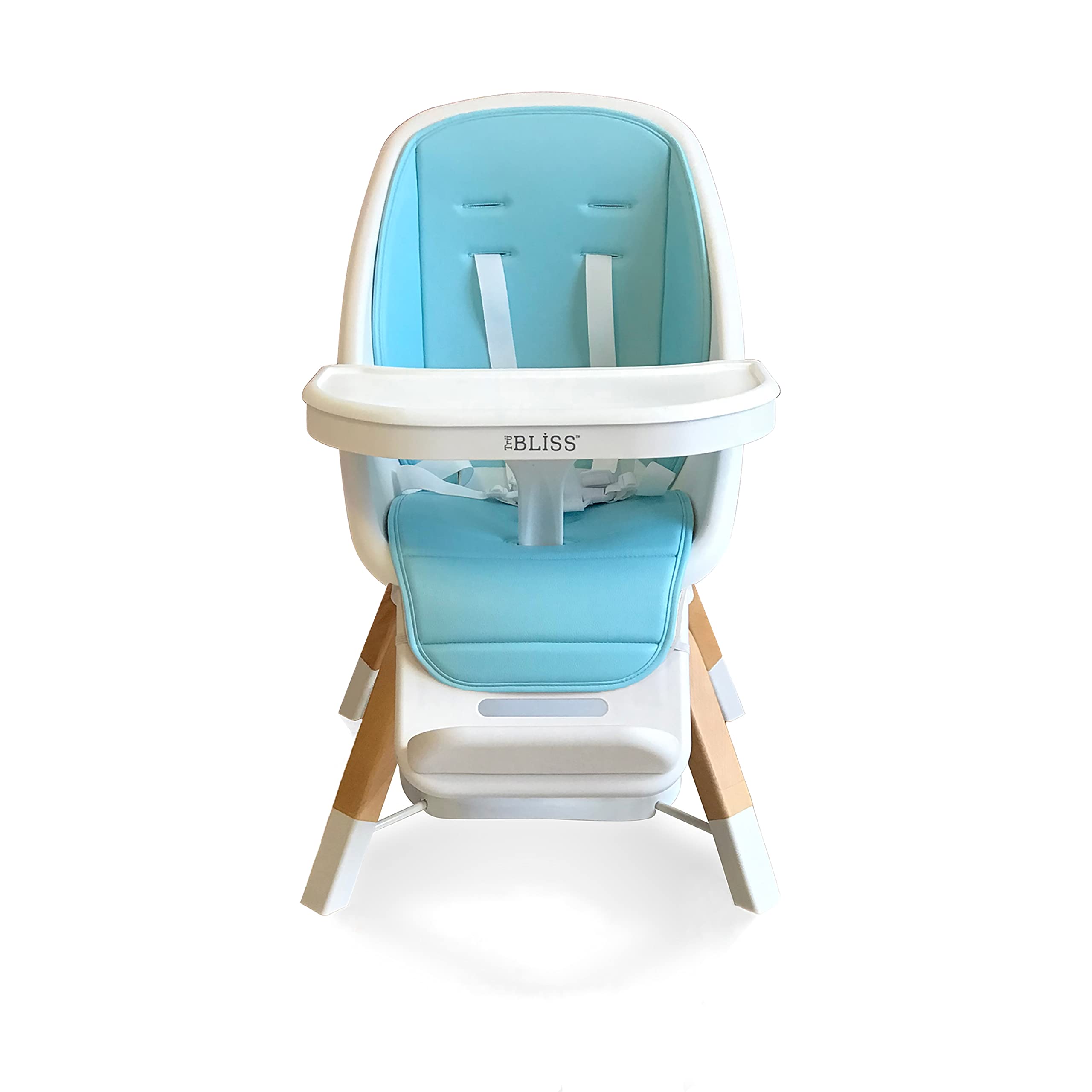 TruBliss Turn-A-Tot 2-in-1 Portable Wooden High Chair for Babies & Toddlers | 360° Swivel Design with Adjustable Footrest | Removable Dishwasher-Safe Feeding Tray | Perfect for Home, Restaurant & Travel Use (Sky Blue)