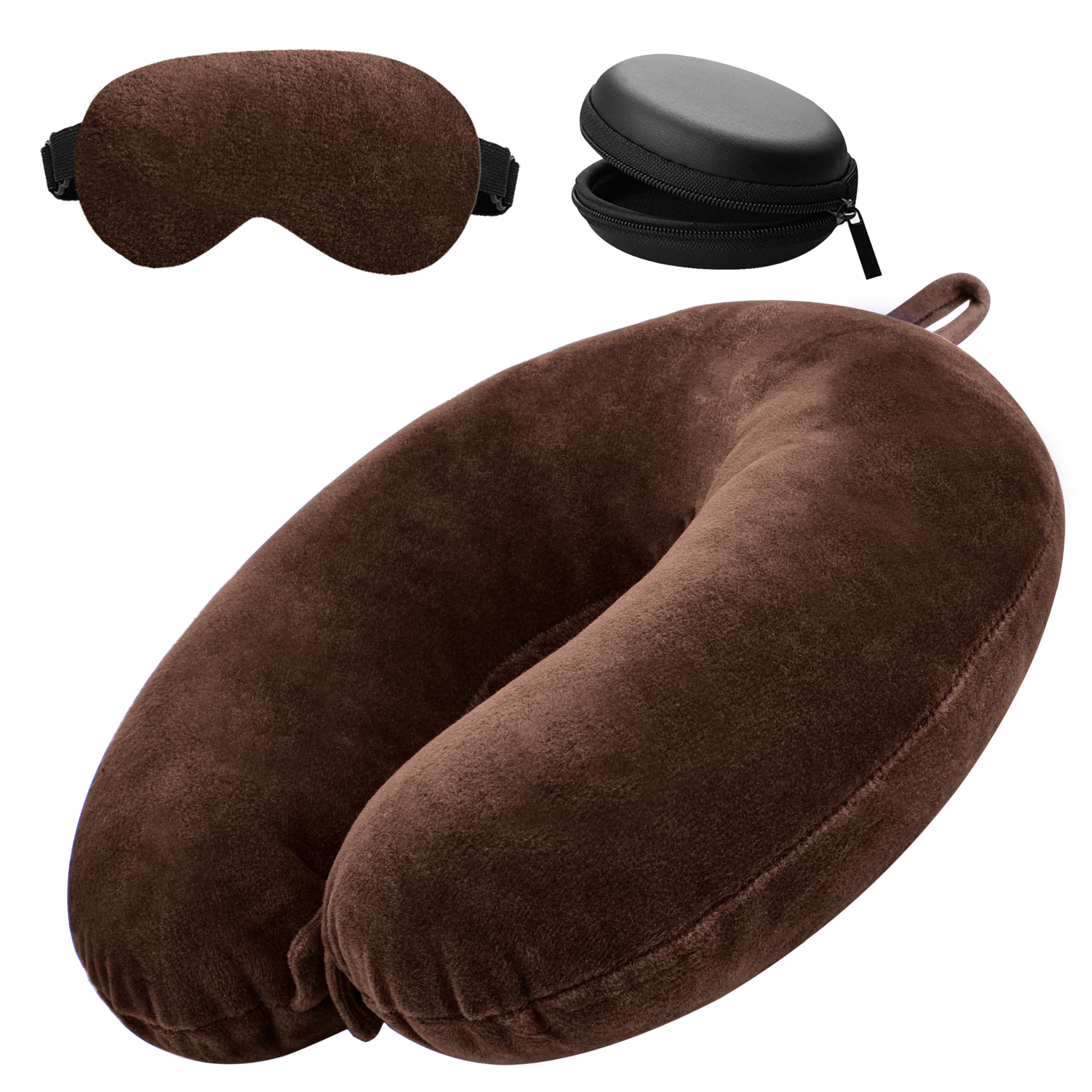 Billebon Premium Memory Foam Neck Pillow for Airplane Travel - Adjustable 360° Support Head Rest with Soft Cover - Perfect for Long Flights, Road Trips & Office Napping