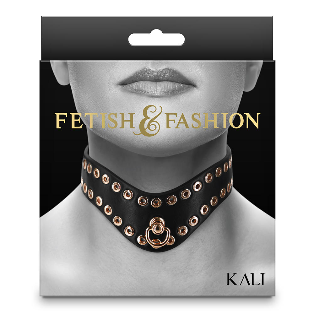 Kali Curved Grommeted Faux Leather Posture Collar - BDSM Fetish Fashion Accessory for Role Play, Gothic Style & BDSM Lovers - Perfect for Cosplay, Fetish Parties & Fashion Statements
