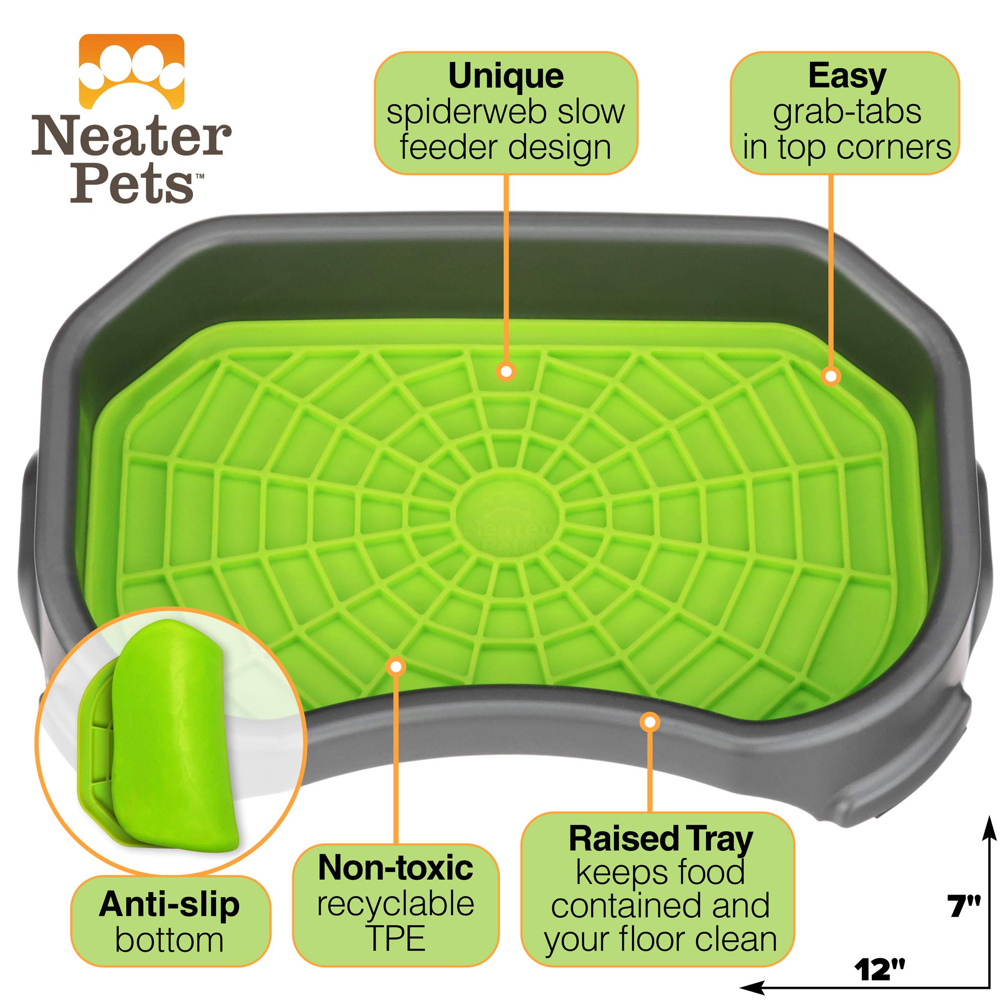 Neater Pet Brands - Neat-LIK Slow Feed Bowl with Non-Slip Tray for Dogs & Cats - Prevent Bloat & Improve Digestion - Perfect for Fast Eaters & Multi-Pet Homes